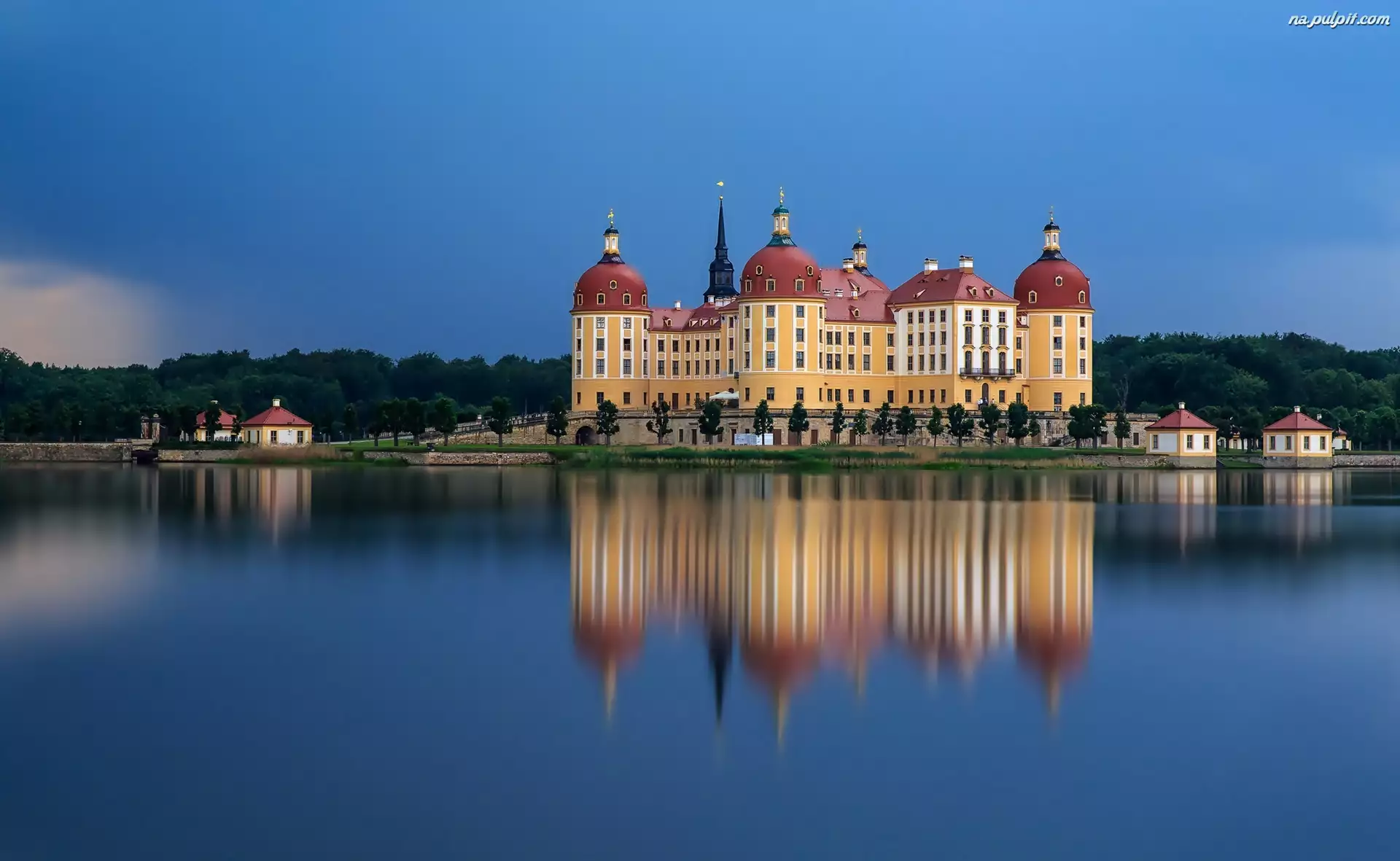 Rzeka, Moritzburg, Zamek, Saksonia, Niemcy