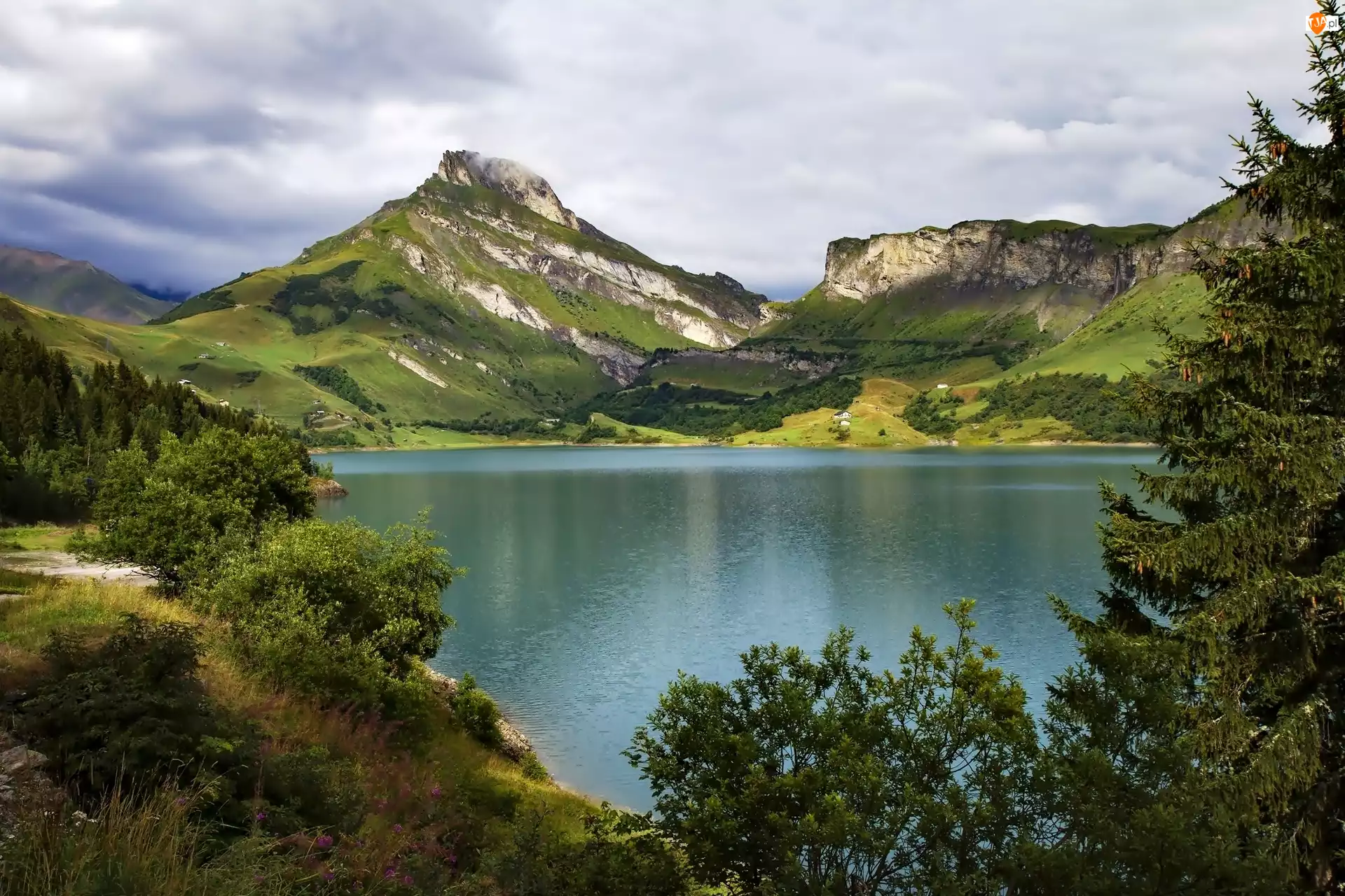 Jezioro, Francja, Alpy, Góry, Roselend