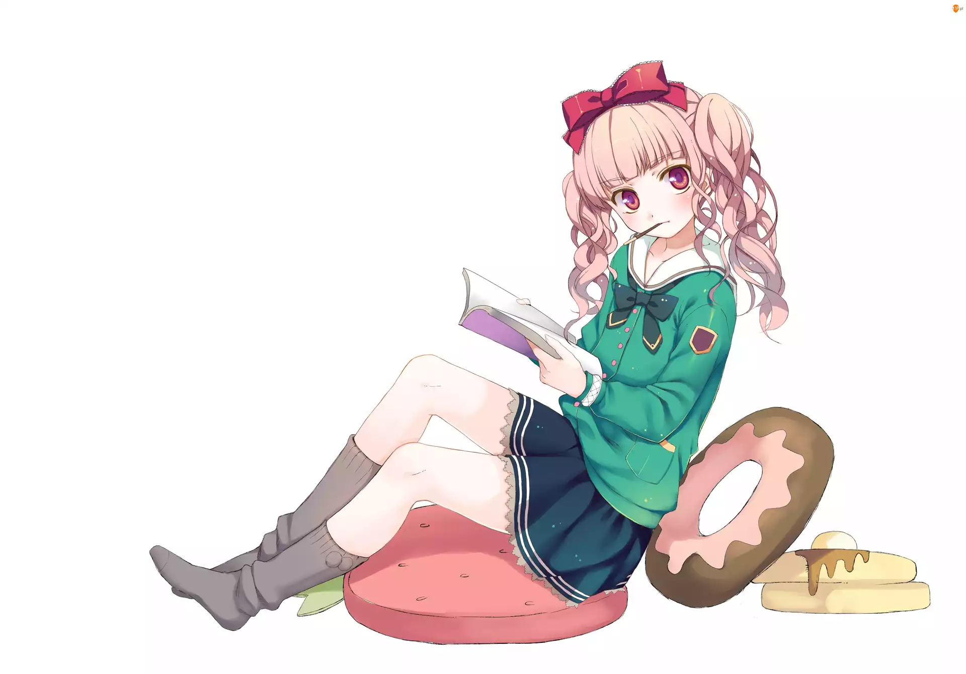 Anime, Dziewczyna, Jedzenie, Książka