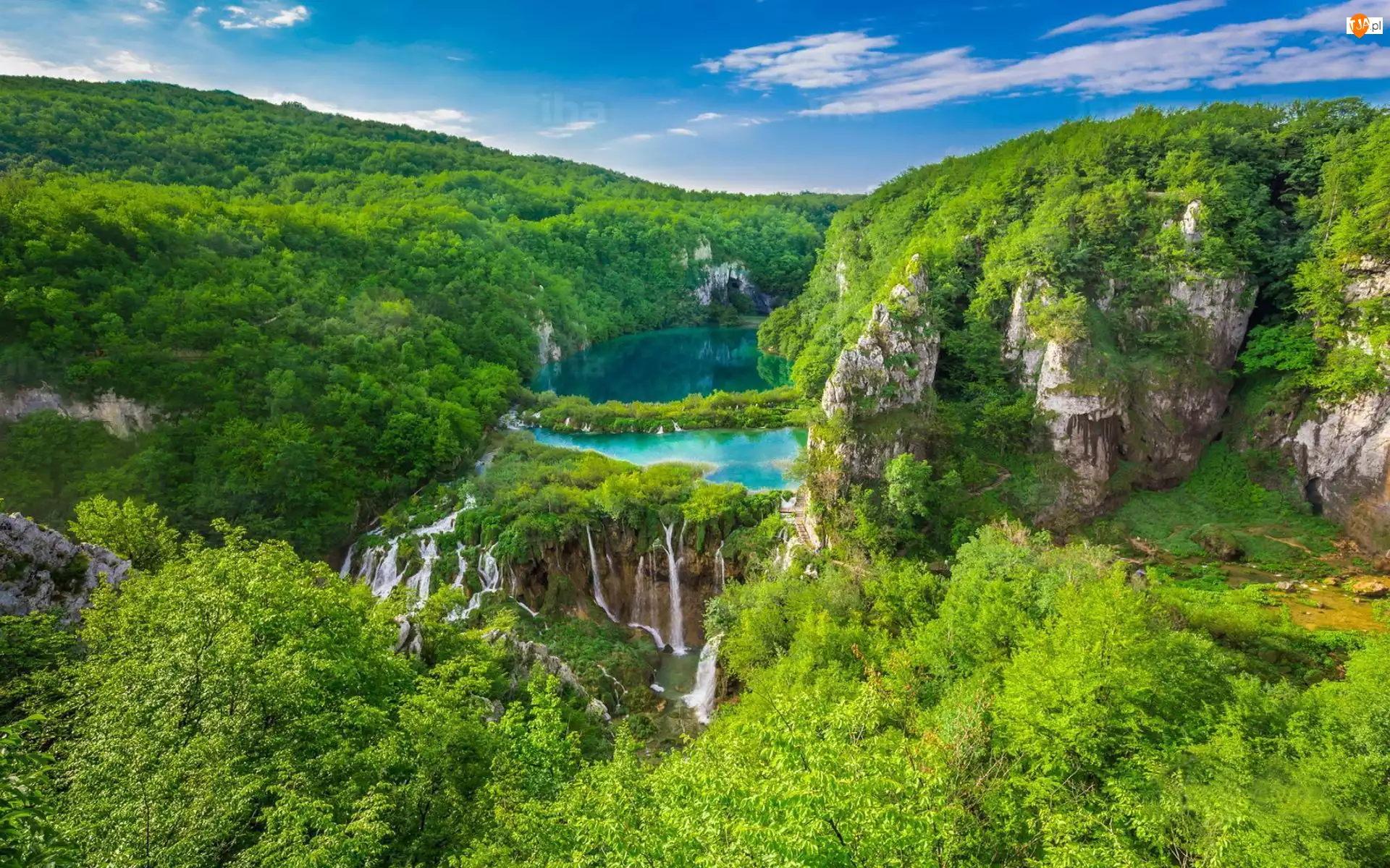Park Narodowy Plitvice, Góry, Jeziorko, Wodospad