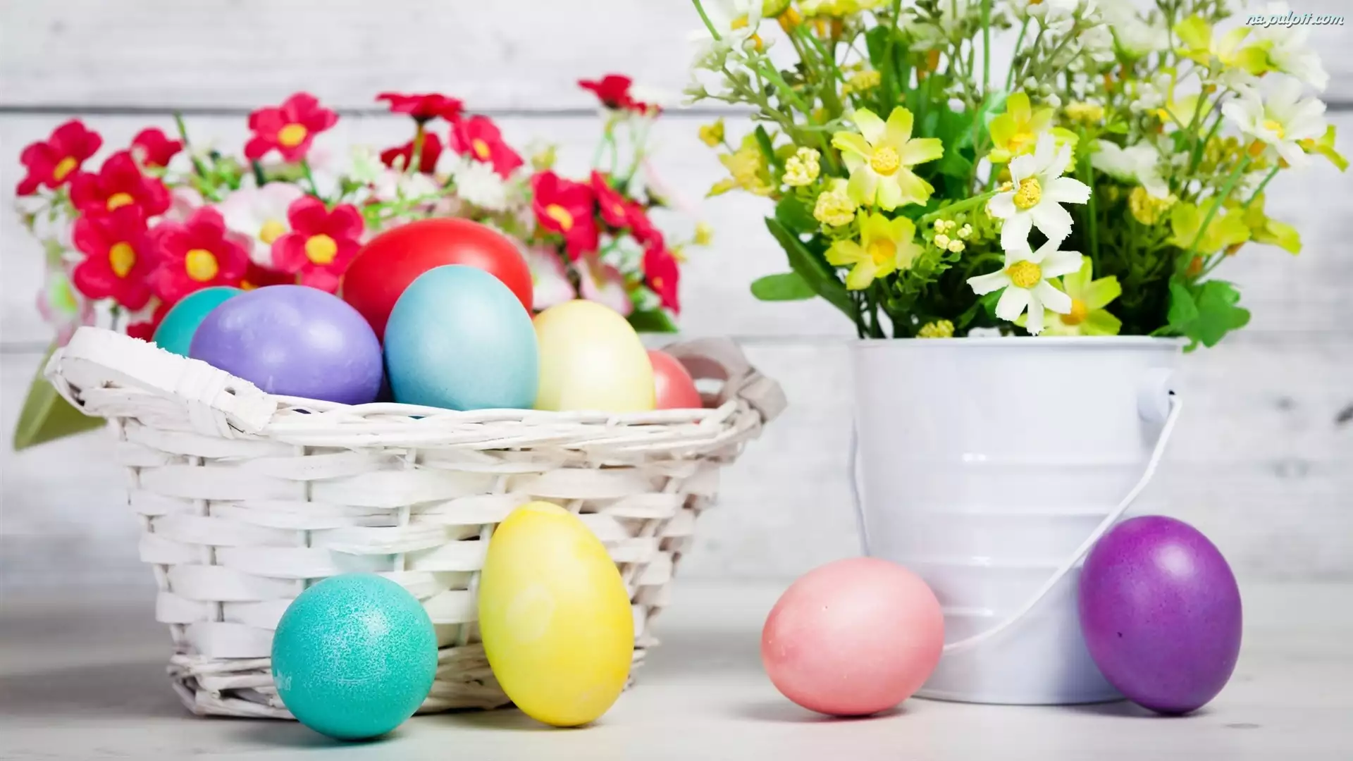 Koszyczek, Wielkanoc, Jajka, Pisanki, Kwiatki