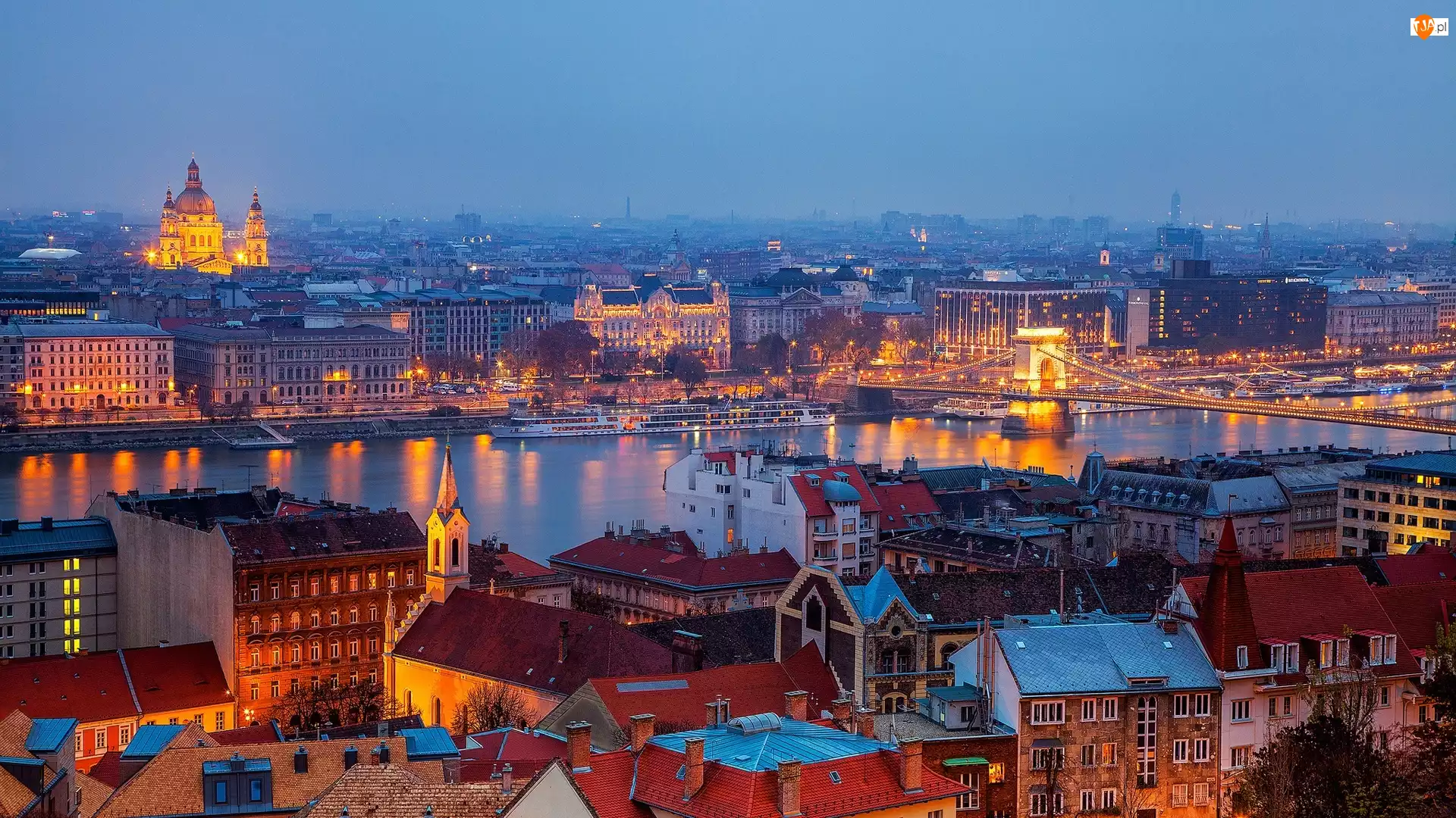 Panorama, Budapeszt, Rzeka, Węgry, Most, Miasta