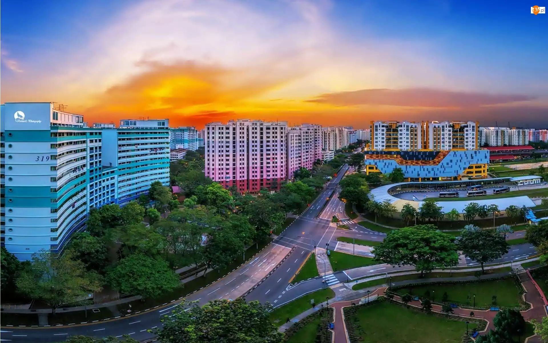 Słońca, Singapur, Miasta, Panorama, Zachód