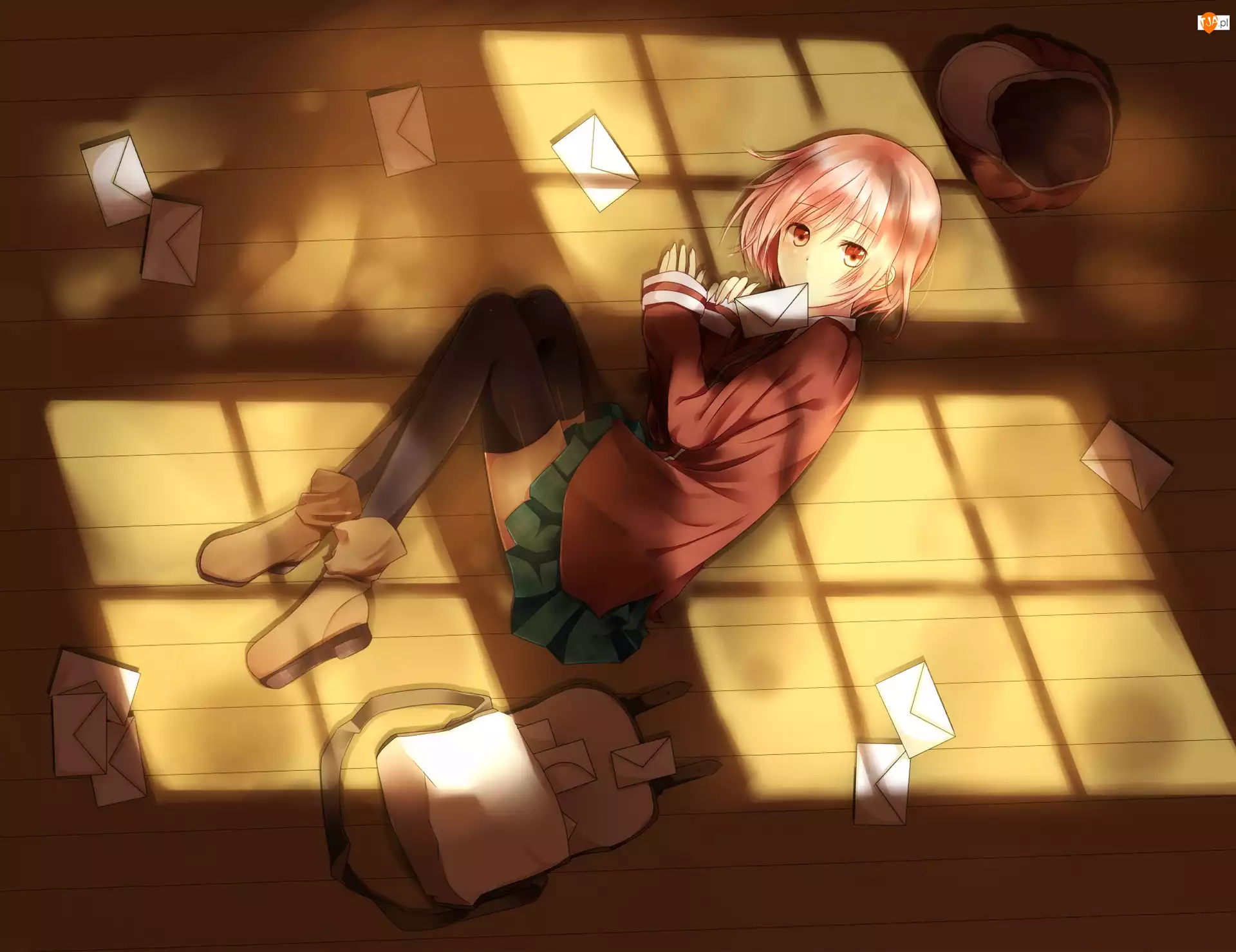 Dziewczyna, Anime, Podłoga, Listy
