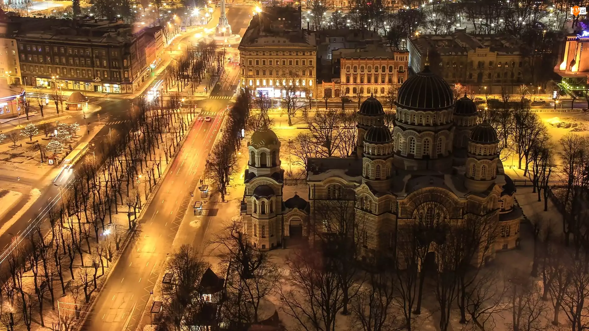Miasto, Katedra, Łotwa, Cerkwi, Ryga, Nocą