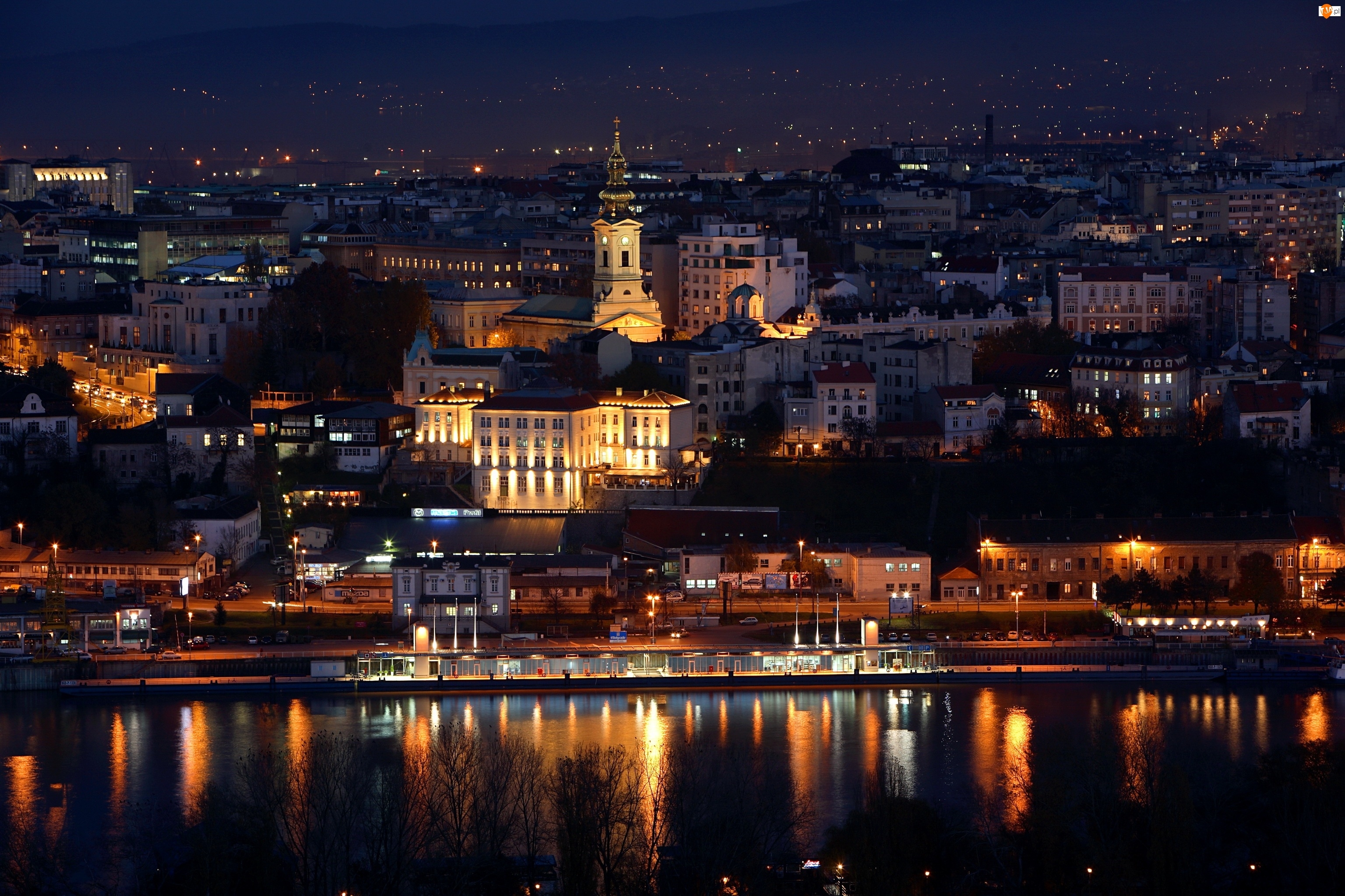 Serbia, Miasto, Belgrad, Noc