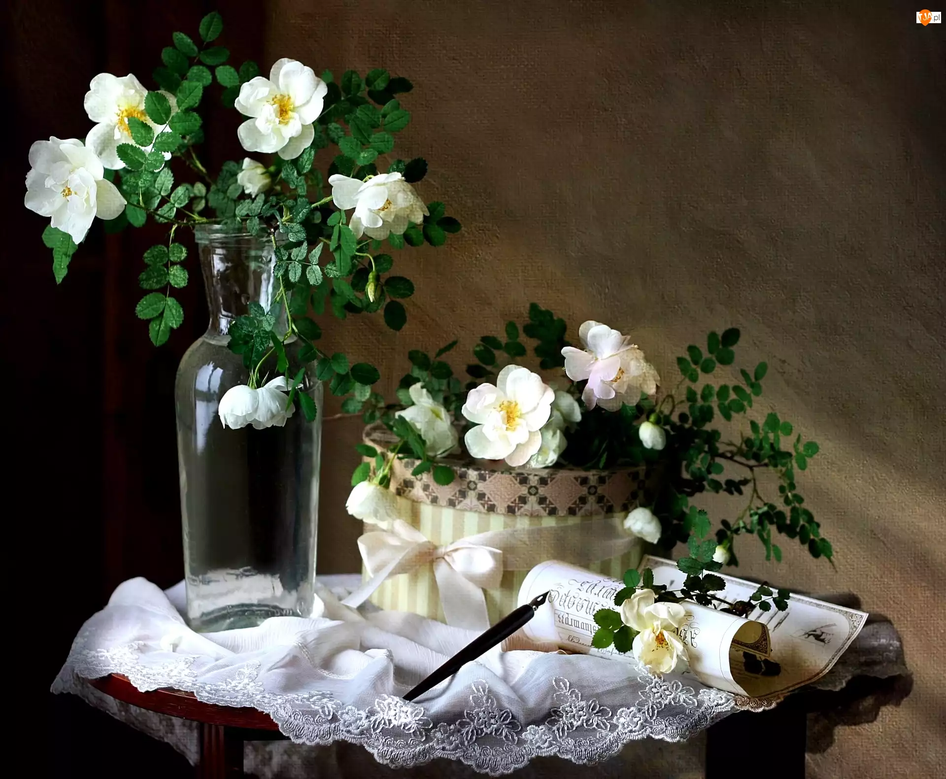Kompozycja, Białe, Dzikie Róże
