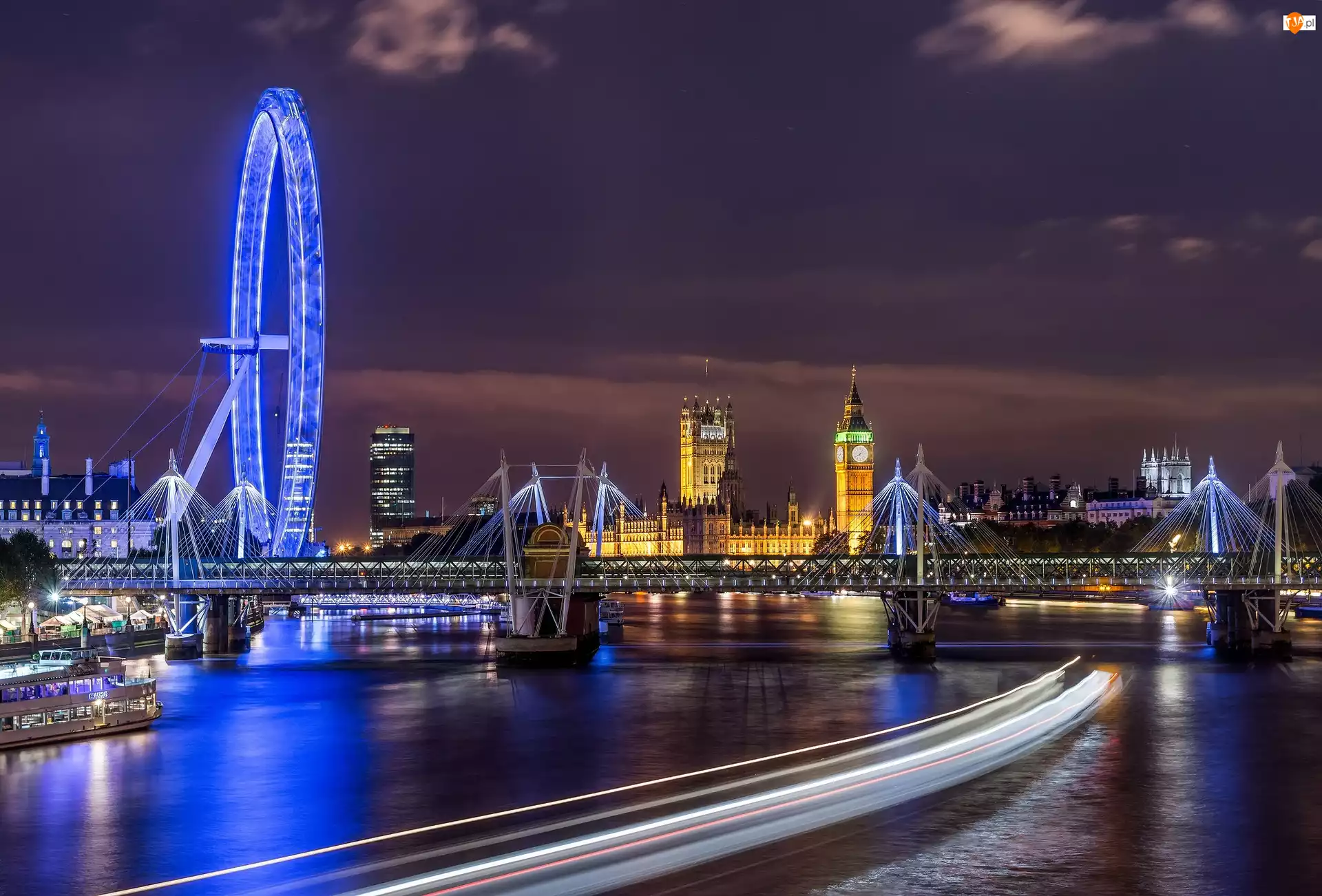 London Eye, Noc, Pałac Westminster, Londyn