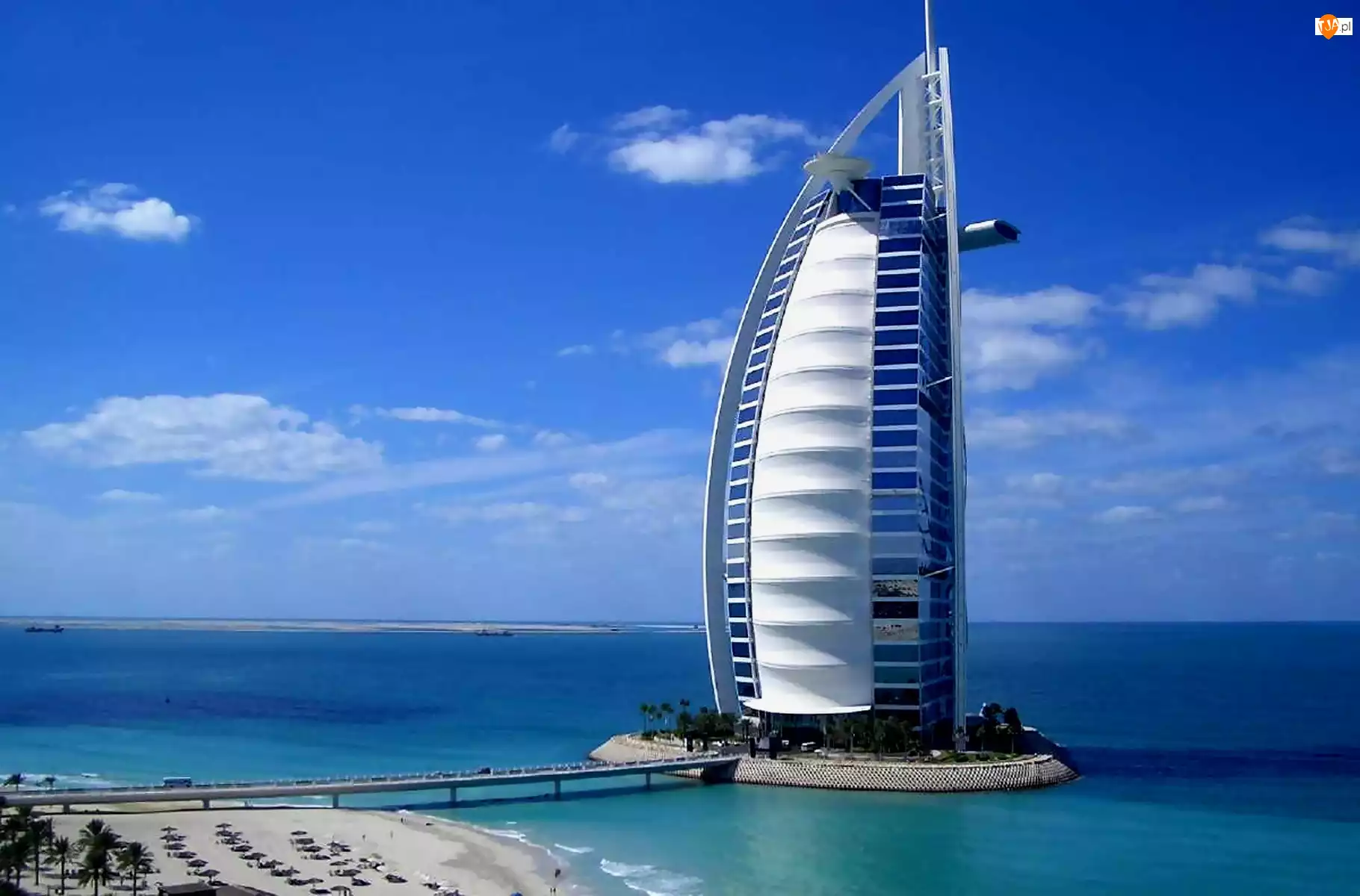 Burj Al Arab, Plaża, Hotel, Zjednoczone Emiraty Arabskie, Morze