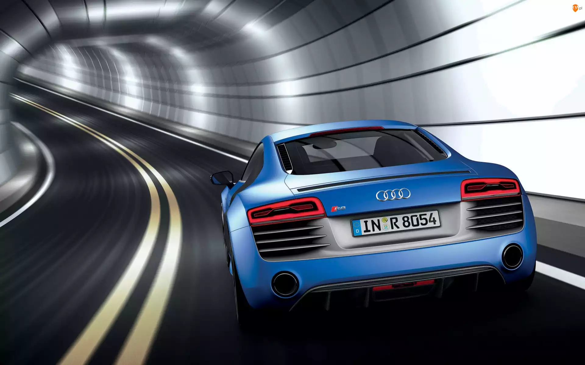 R8, Tunel, Audi, Niebieskie, V10