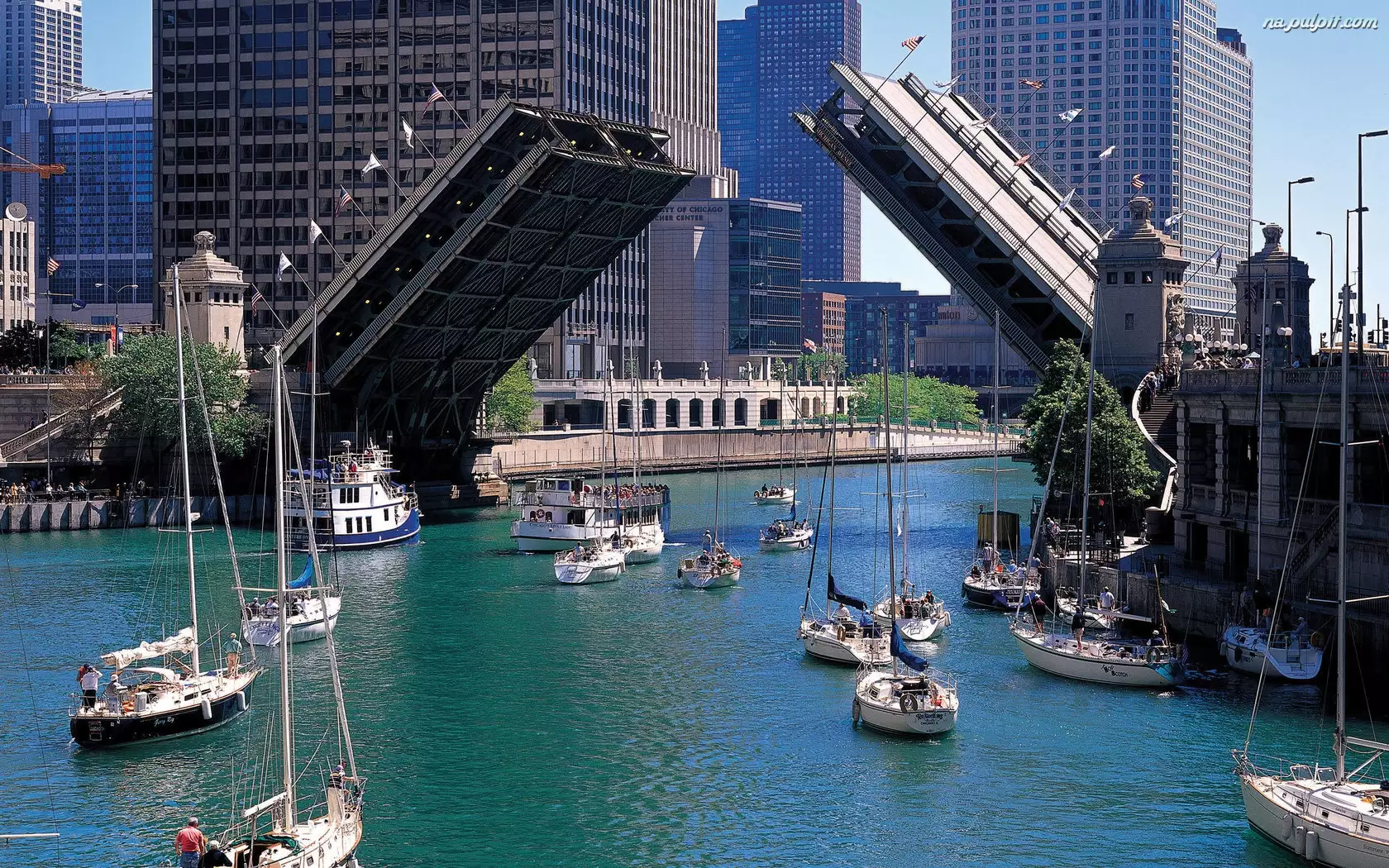 Most, Łódki, Stany Zjednoczone, Jachty, Chicago, Zwodzony