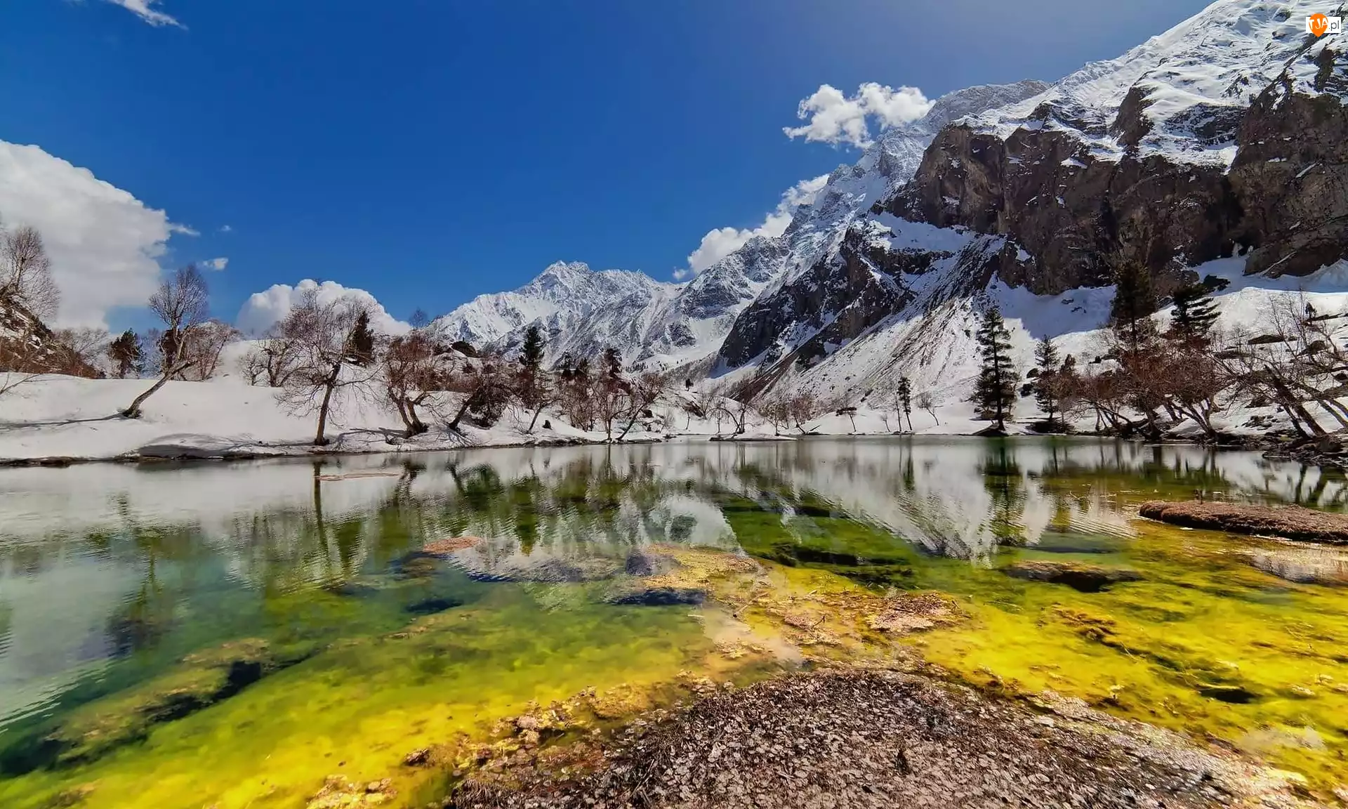 Dolina, Zima, Góry, Pakistan, Jezioro, Naltar