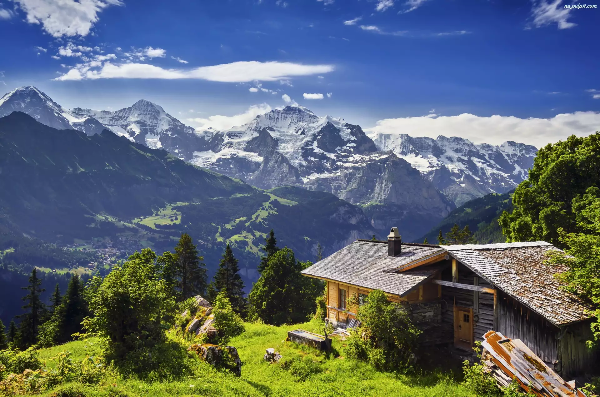 Góry, Szwajcaria, Dolina, Dom
