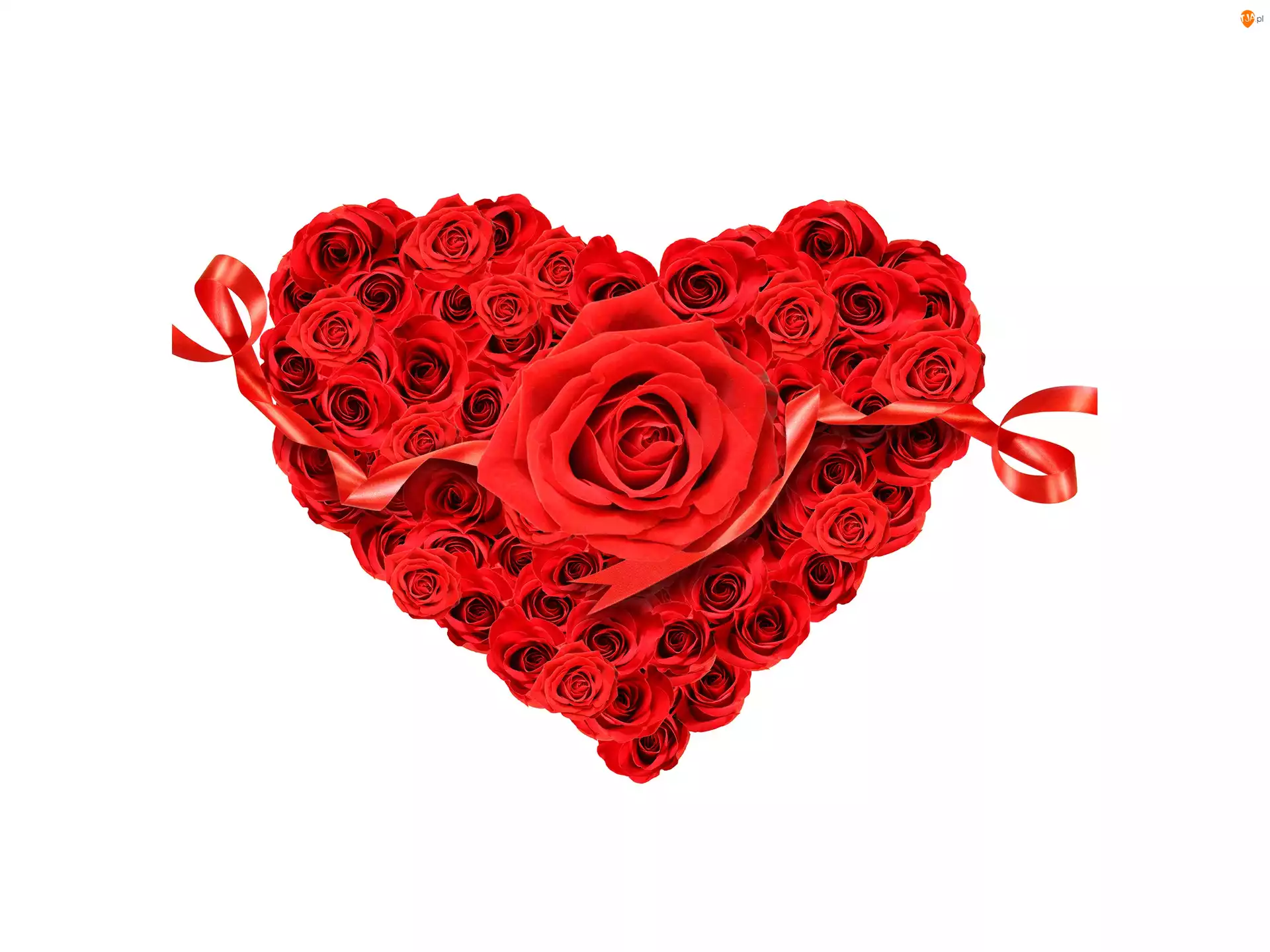 Róże, Walentynka, Serce, Czerwone