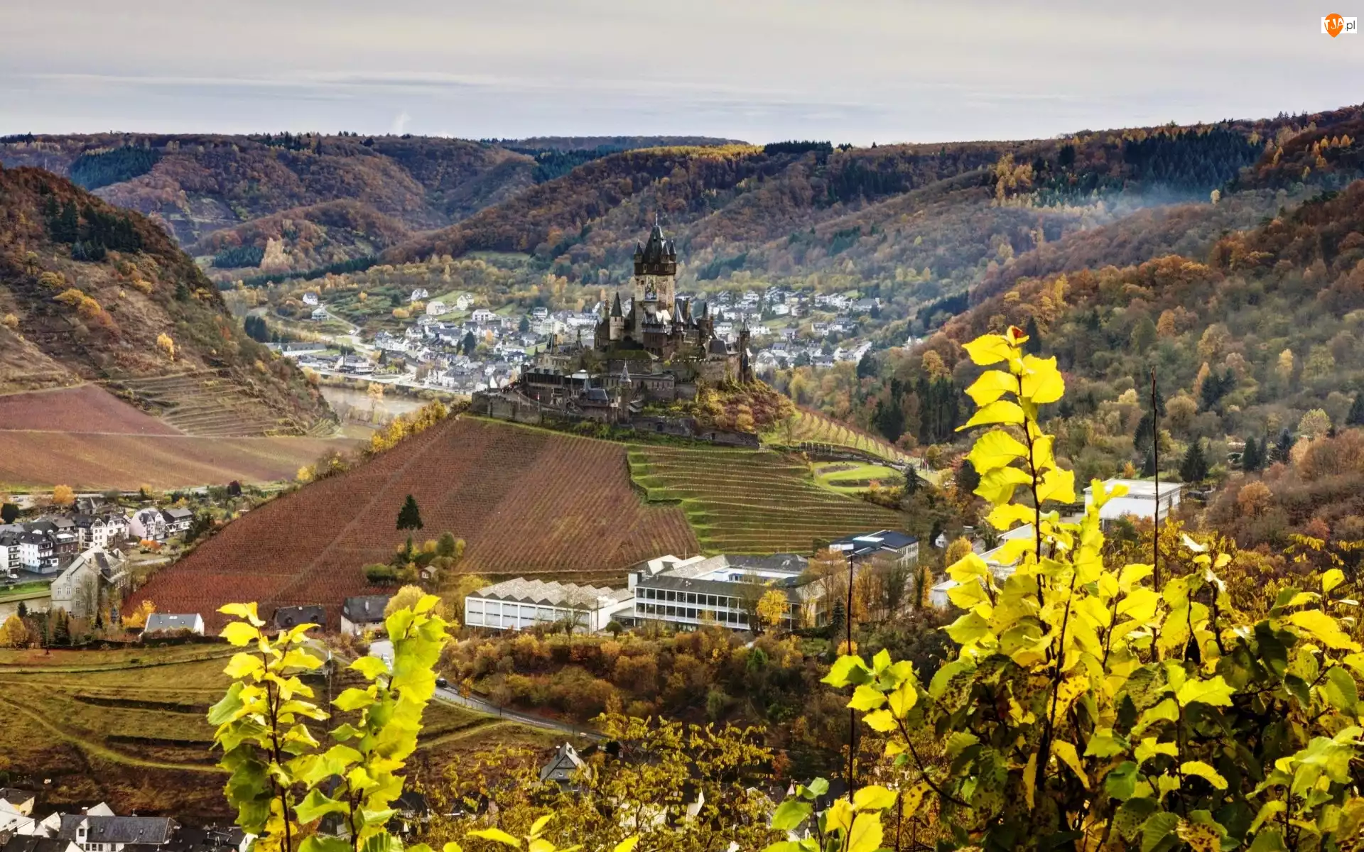 Niemcy, Zamek, Reichsburg, Panorama, Cochem