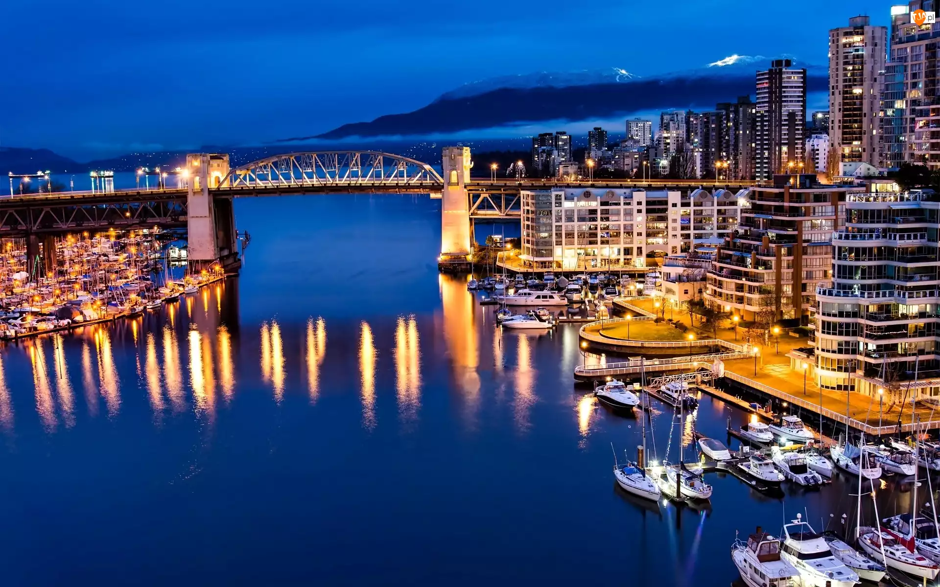 Most, Kanada, Miasto, Vancouver, Nocą