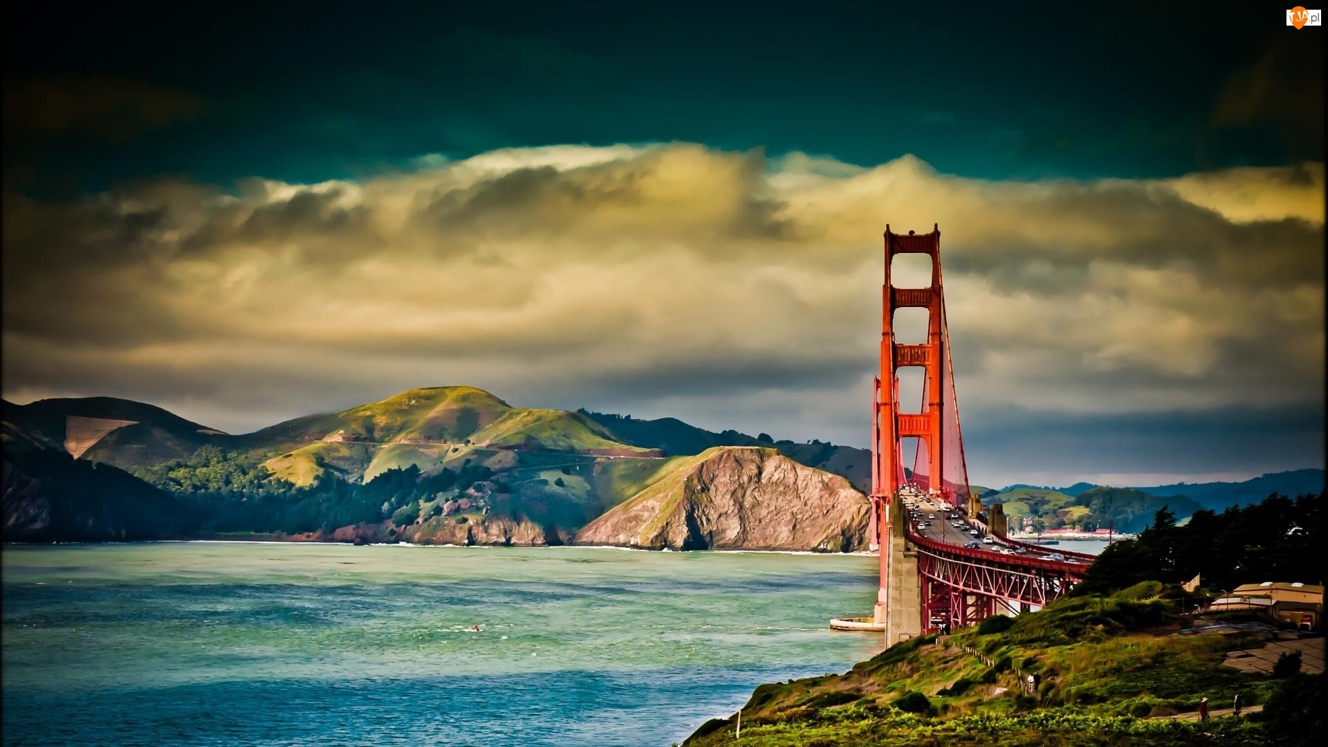 Most, Morze, Golden Gate, Góry
