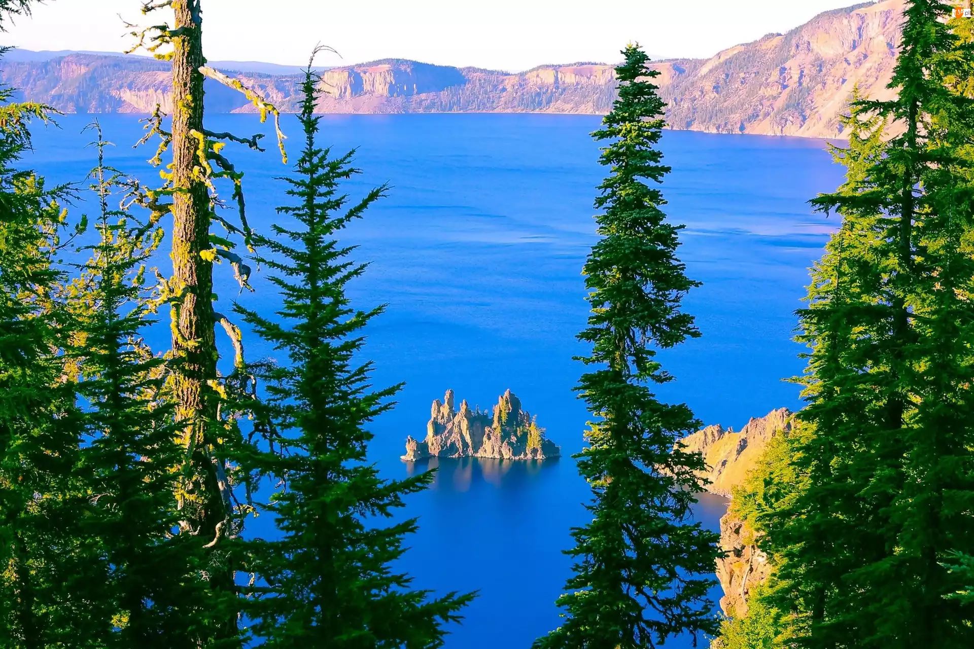 Skały, Drzewa, Jezioro, USA, Tahoe, Góry