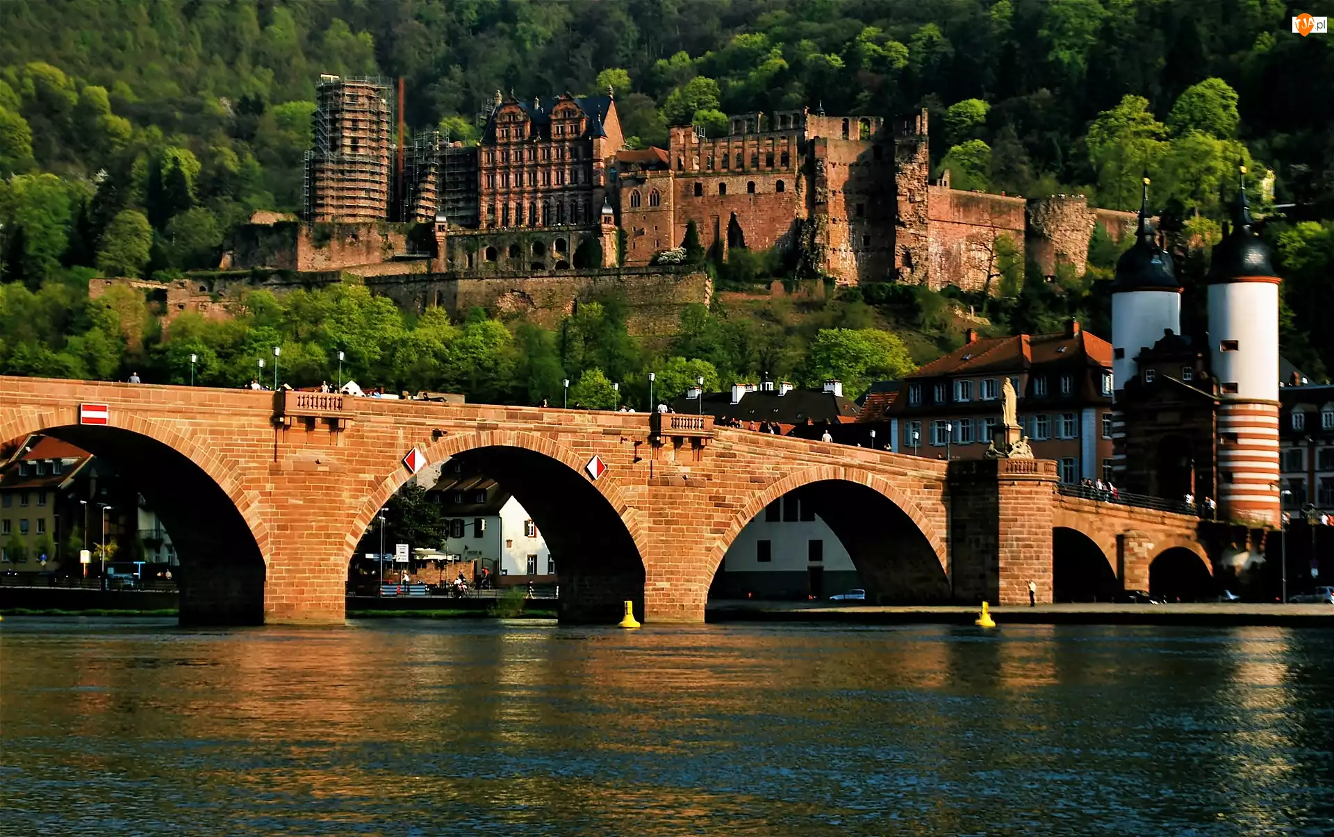 Niemcy, Most, Badenia-Wirtembergia, Zamek w Heidelbergu, Rzeka Neckar
