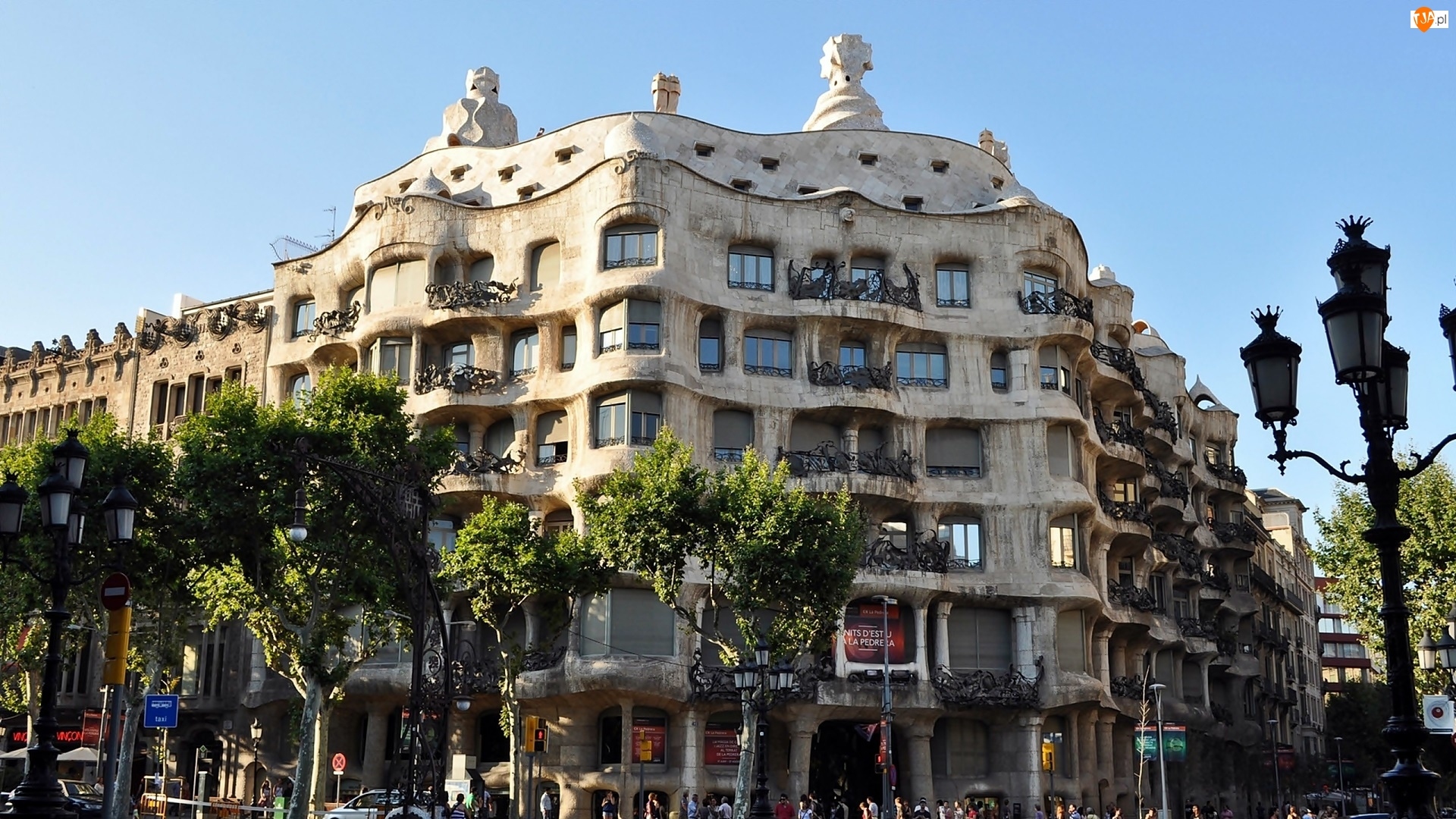 Gaudiego, Budynek, Mila, Casa, Drzewa, Modernistyczny, Projektu