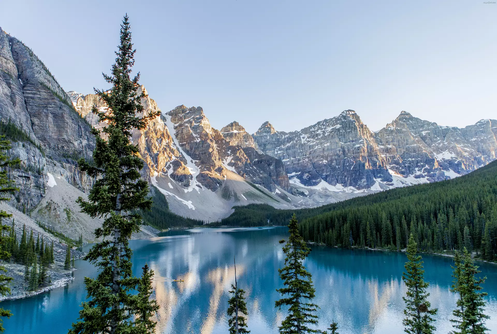 Góry, Las, Park Narodowy Banff, Kanada, Jezioro Moraine Lake