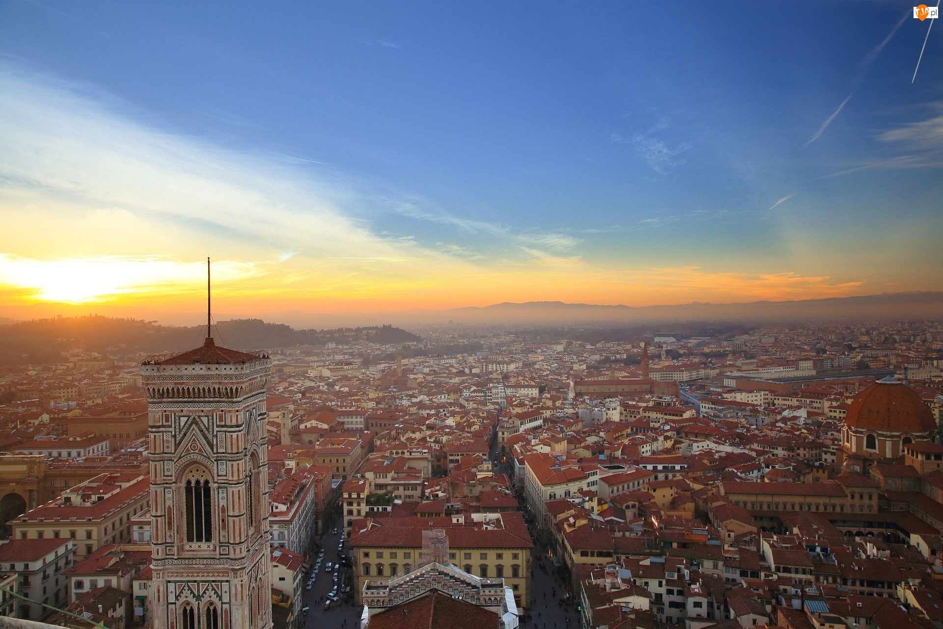 Zdjęcie miasta, Florencja, Zachód Słońca