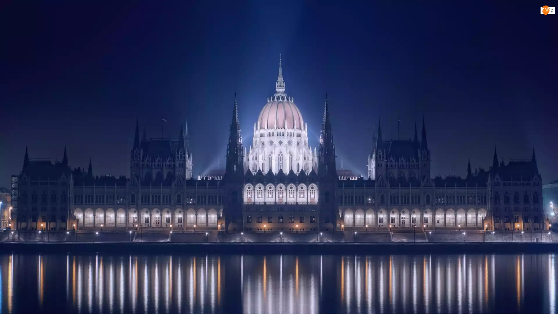 Światła, Węgry, Noc, Budapeszt, Budynek Parlamentu