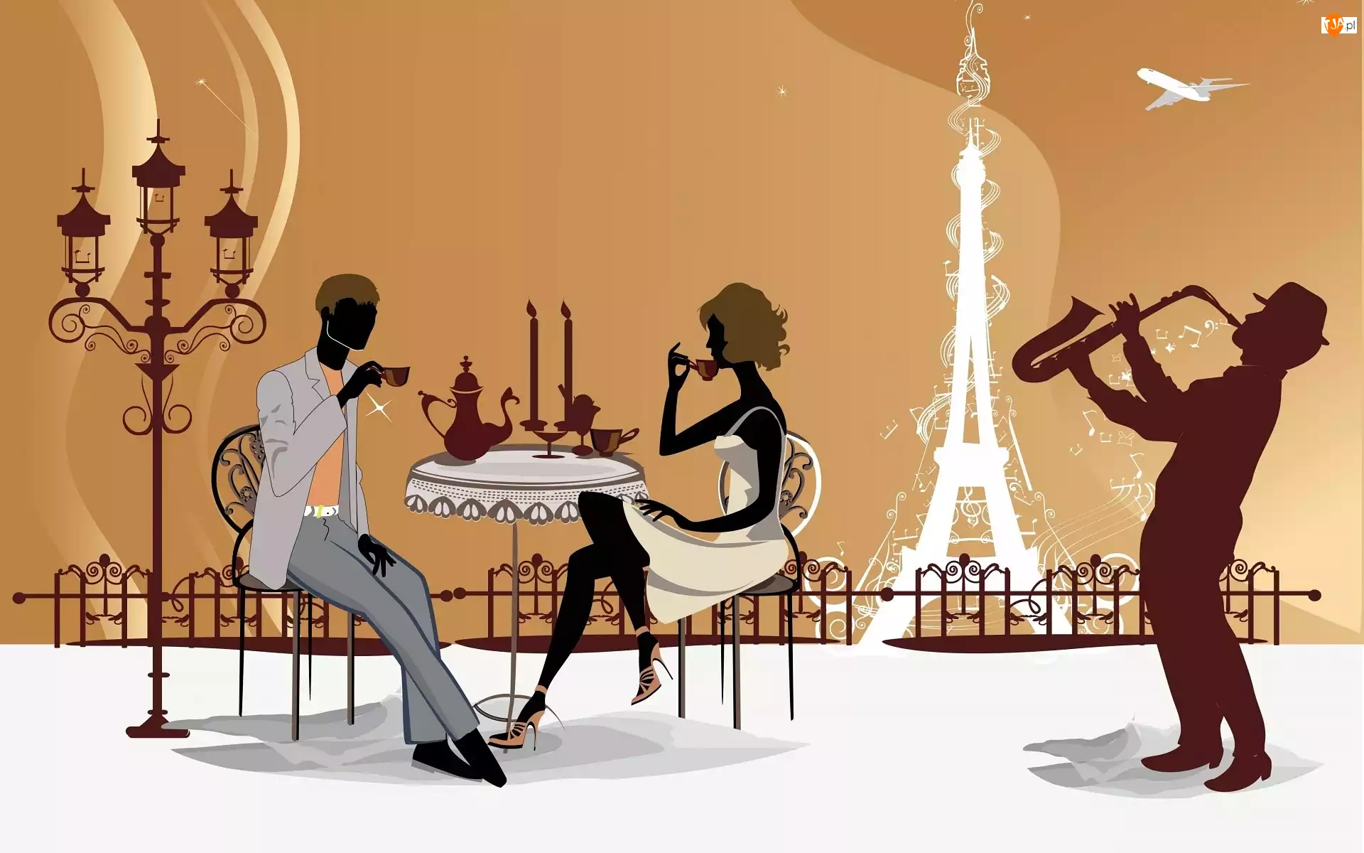 Kawiarnia, Grafika 2D, Ludzie, Paryż