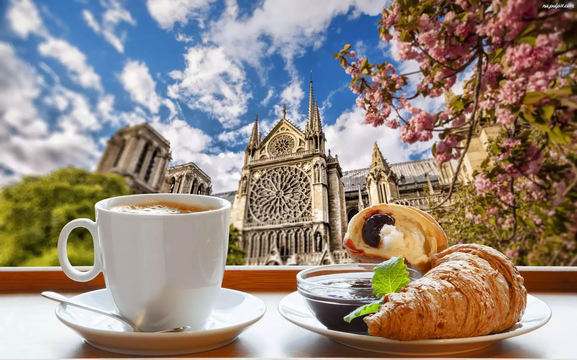 Kawa, Katedra, Śniadanie, Notre Dame, Rogalik