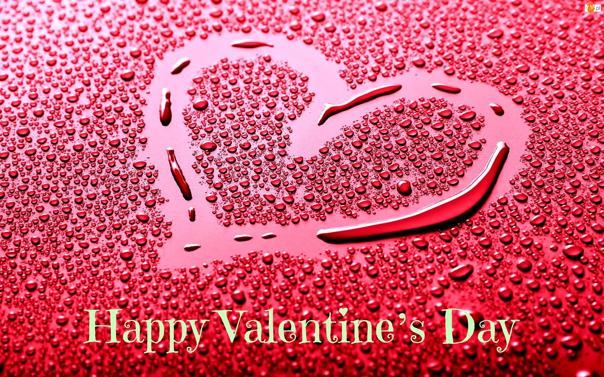 Happy Valentines Day, Walentynki, Krople, Serce, Wody