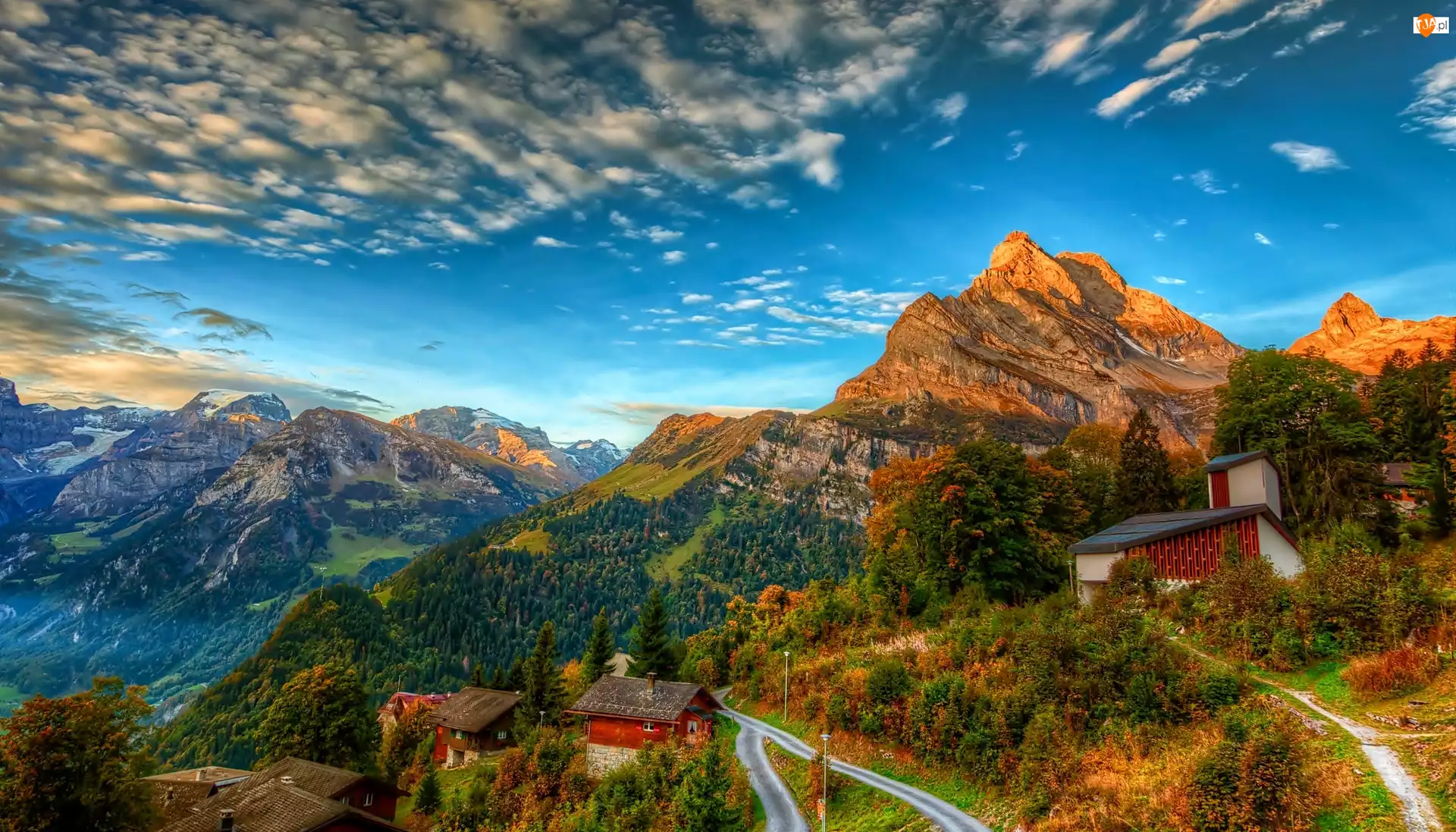 Domy, Szwajcaria, Droga, Góry Alpy