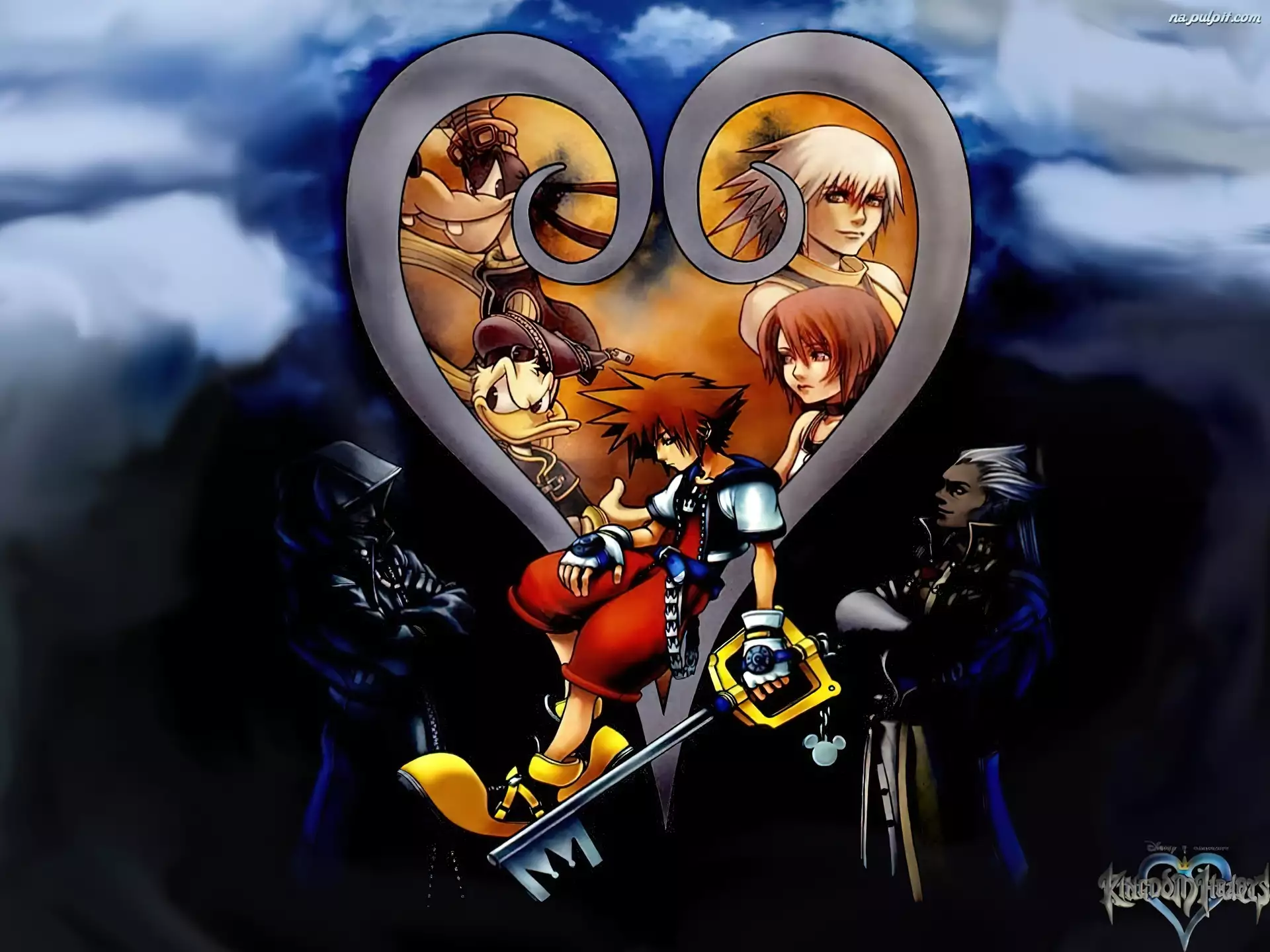 postacie, serce, duck, Kingdom Hearts, donald, goofy, klucz