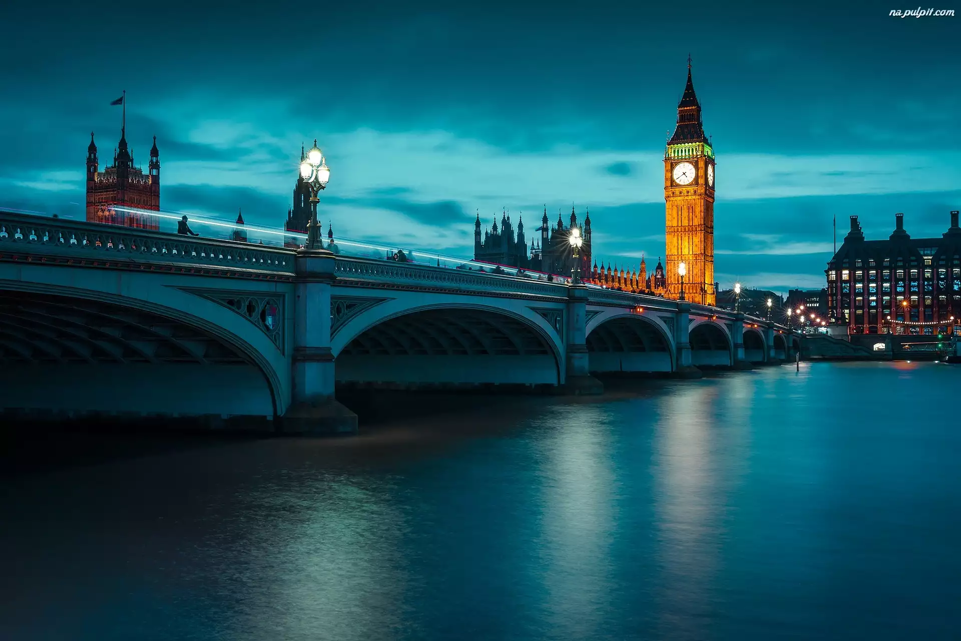 Rzeka Tamiza, Big Ben, Londyn, Anglia, Most Westminsterski