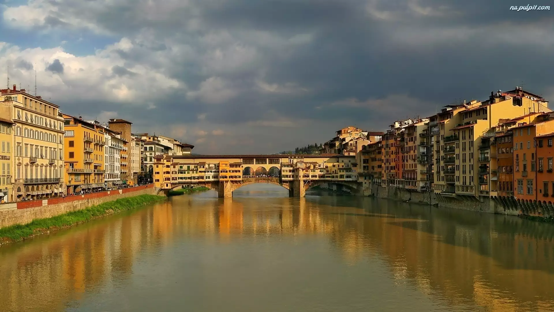 Odbicie, Florencja, Ponte Vecchio, Most, Rzeka