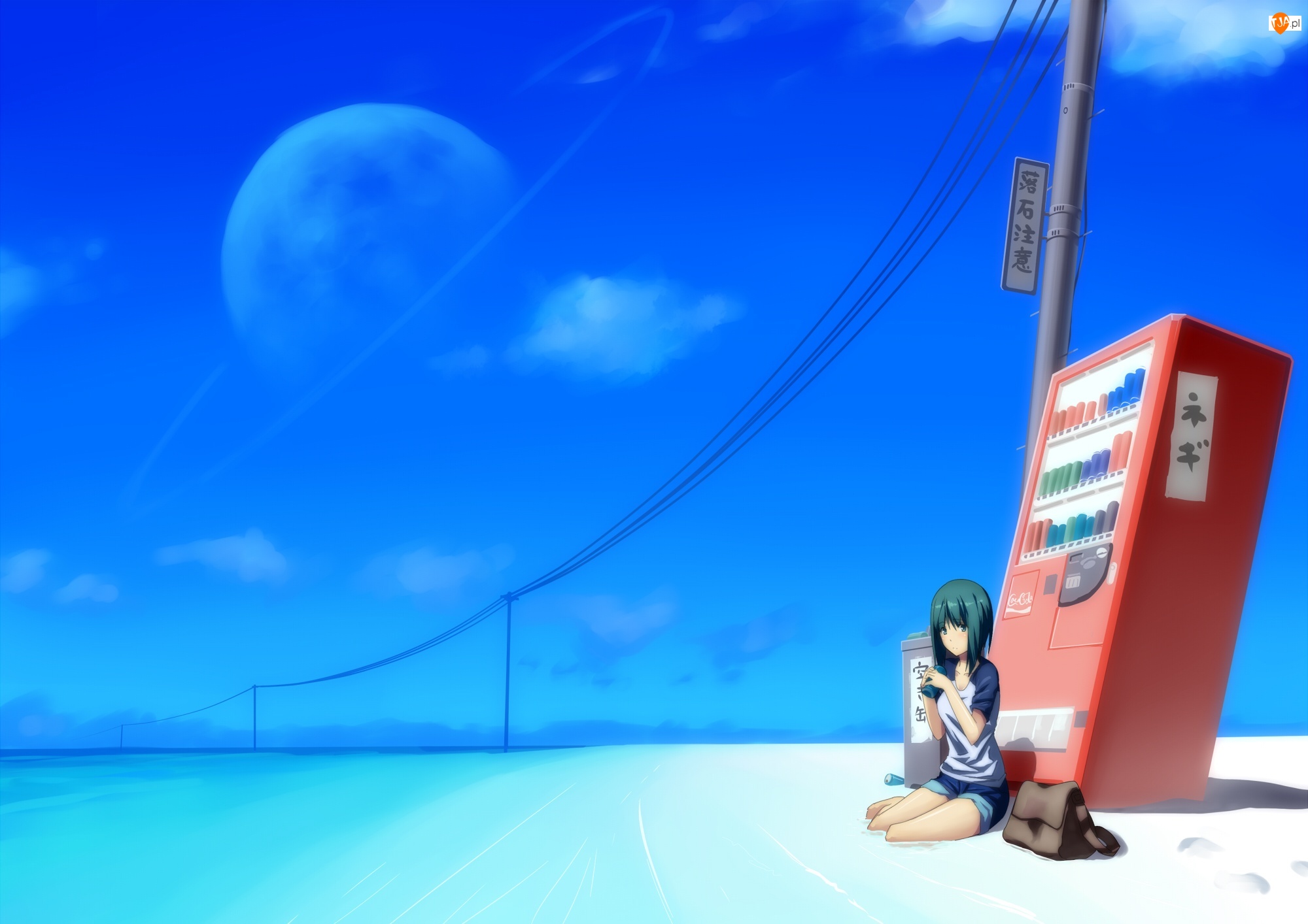 Dziewczyna, Anime, Plaża, Automat