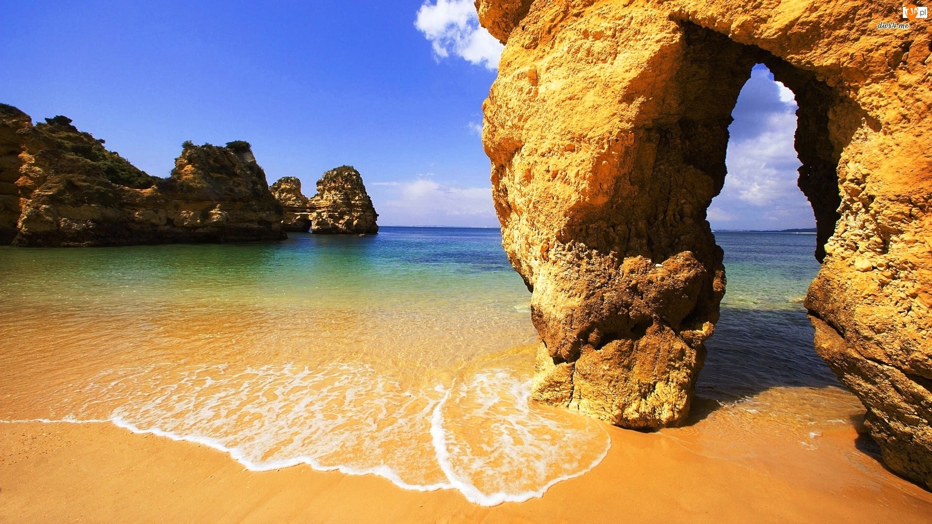 Morze, Portugalia, Skały, Algarve