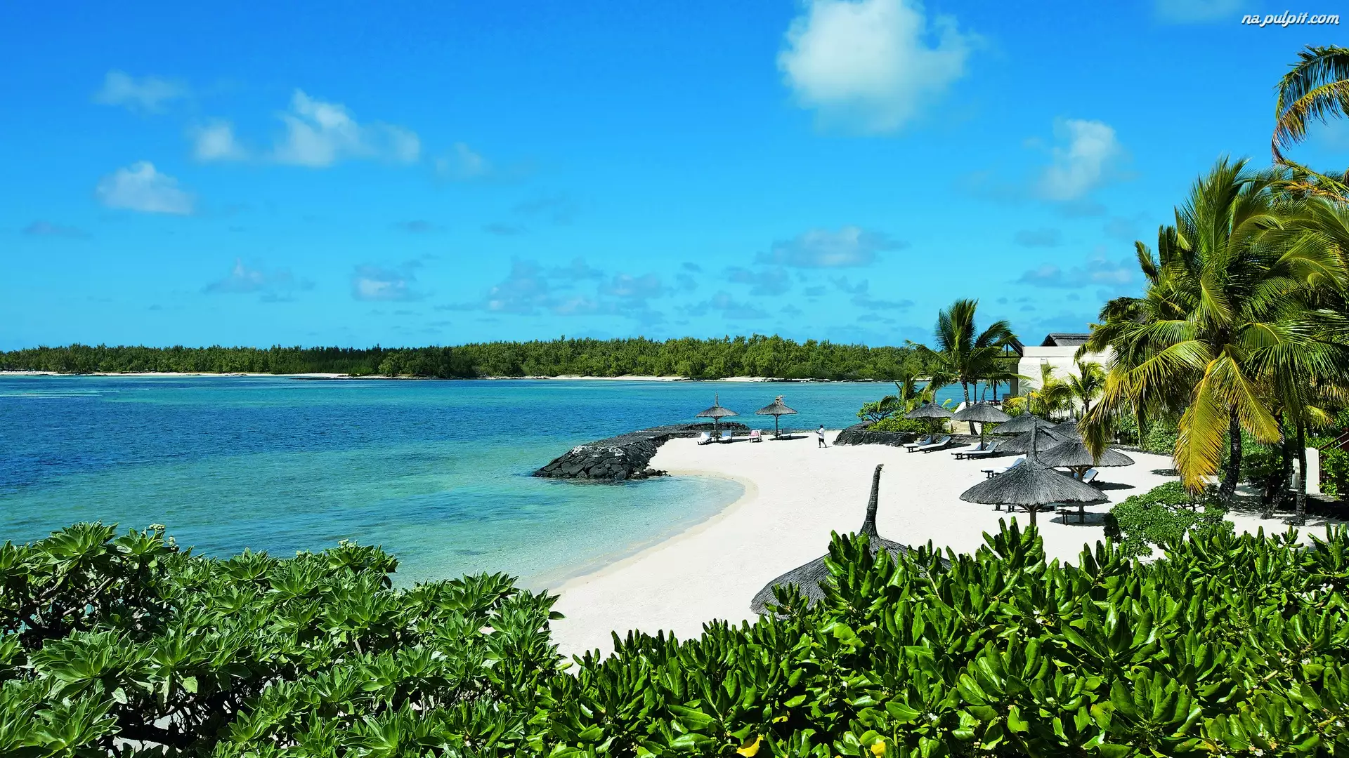 Mauritius, Niebo, Plaża, Ocean