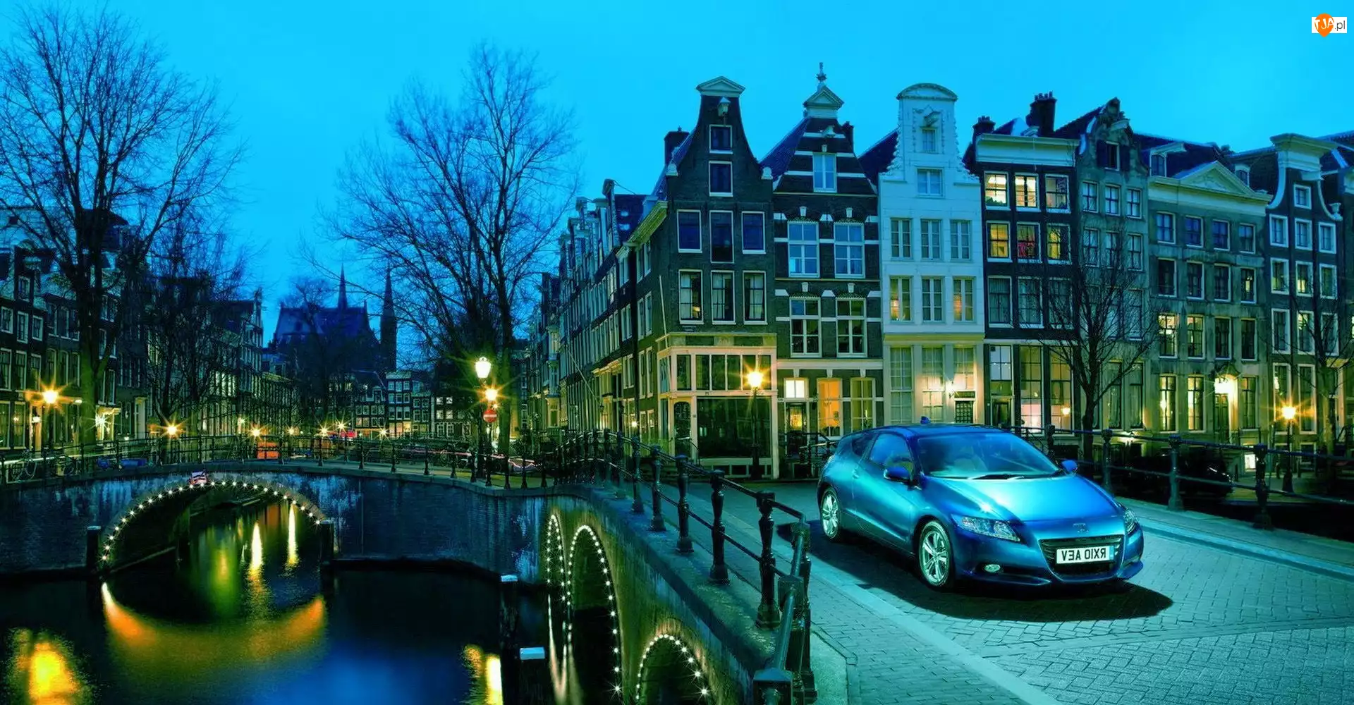 Samochód, Domy, Amsterdam, Most, Holandia
