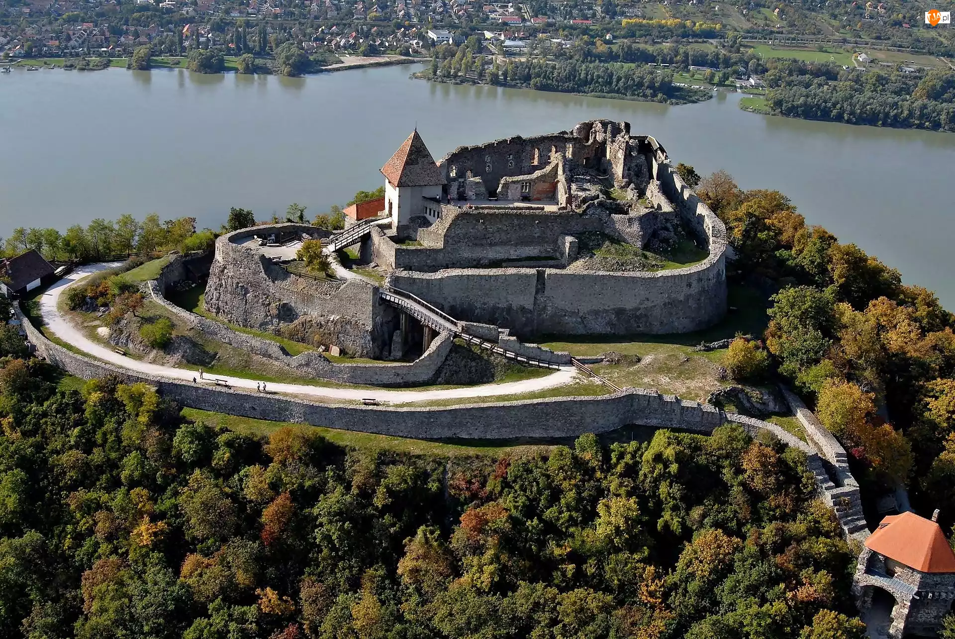 Ruiny, Panorama, Wzgórze, Nagymaros, Wyszehrad, Dunaj