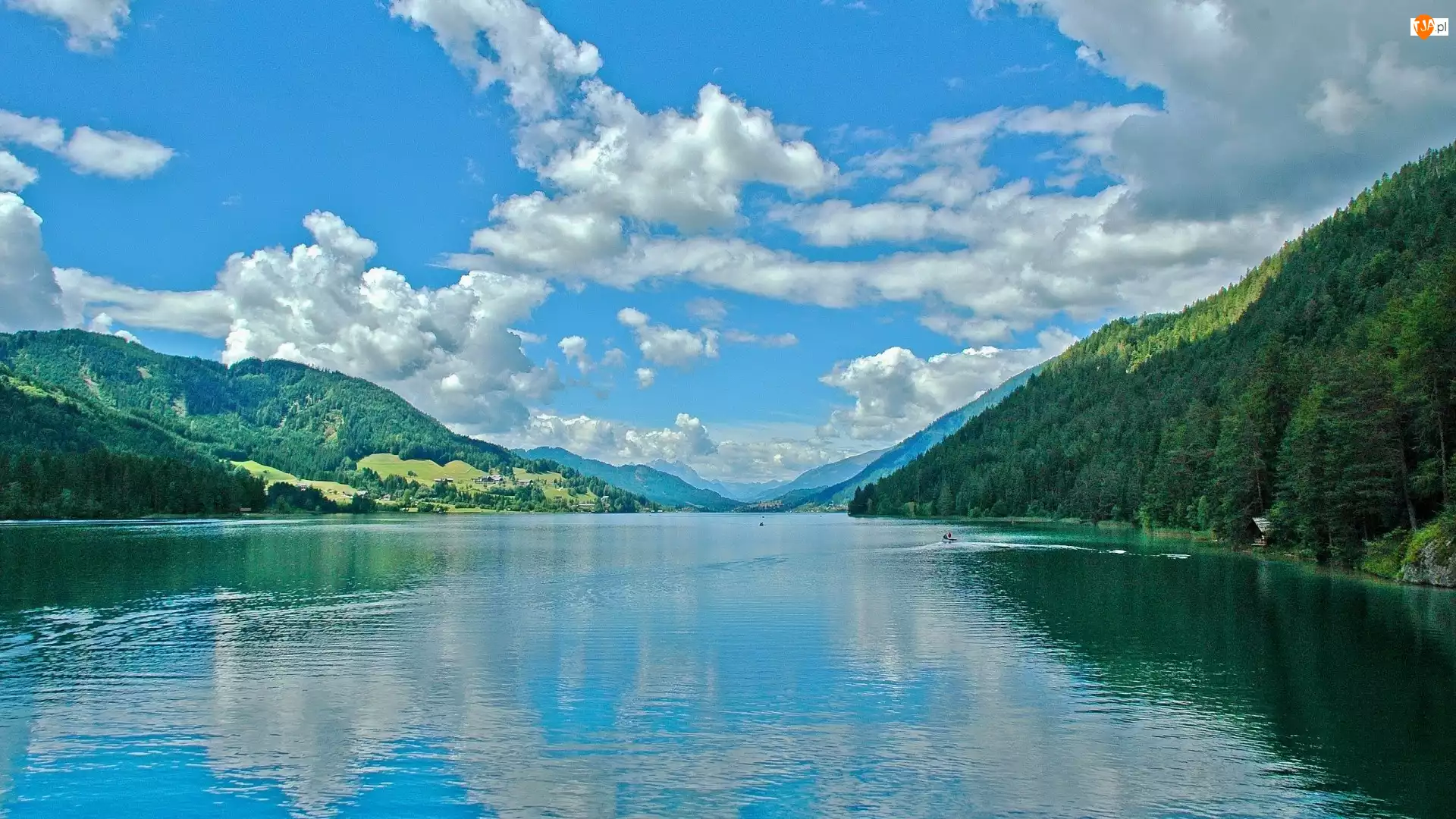 Jezioro, Austria, Góry, Lasy