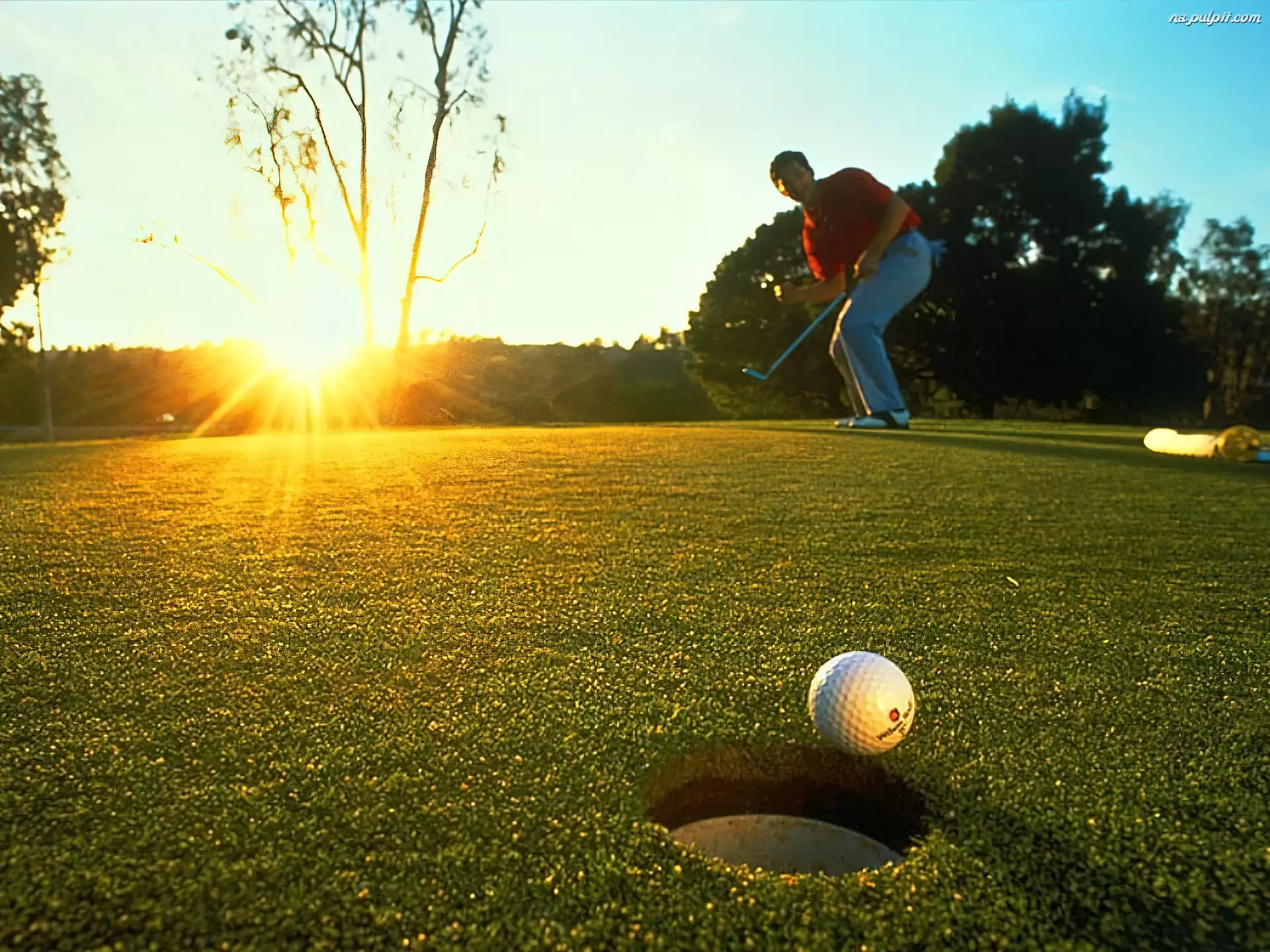 Sportowe Golf, piłeczka, pole golfowe, dołek