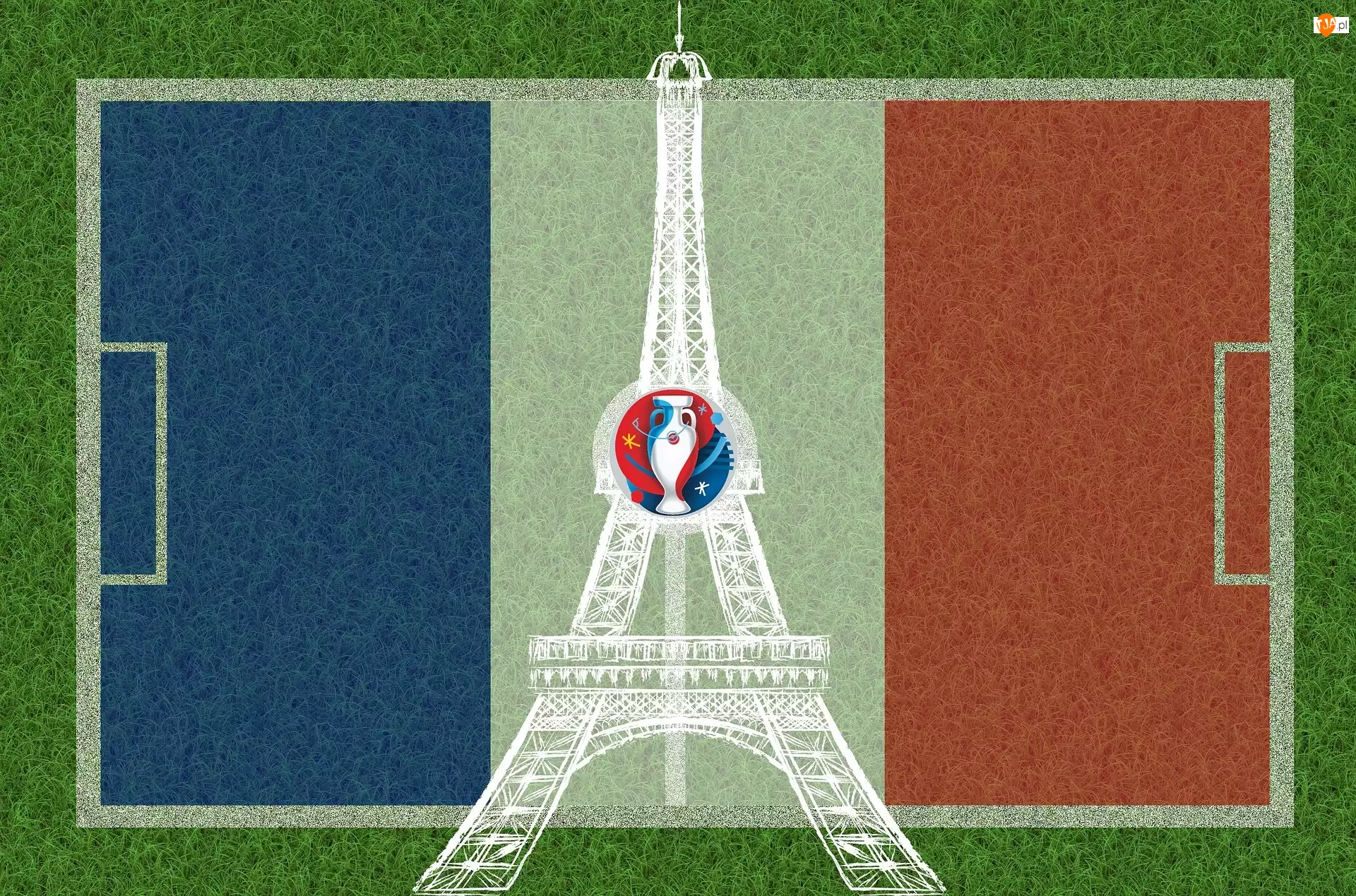 Logo, Euro 2016, Wieża, Boisko, Eiffla