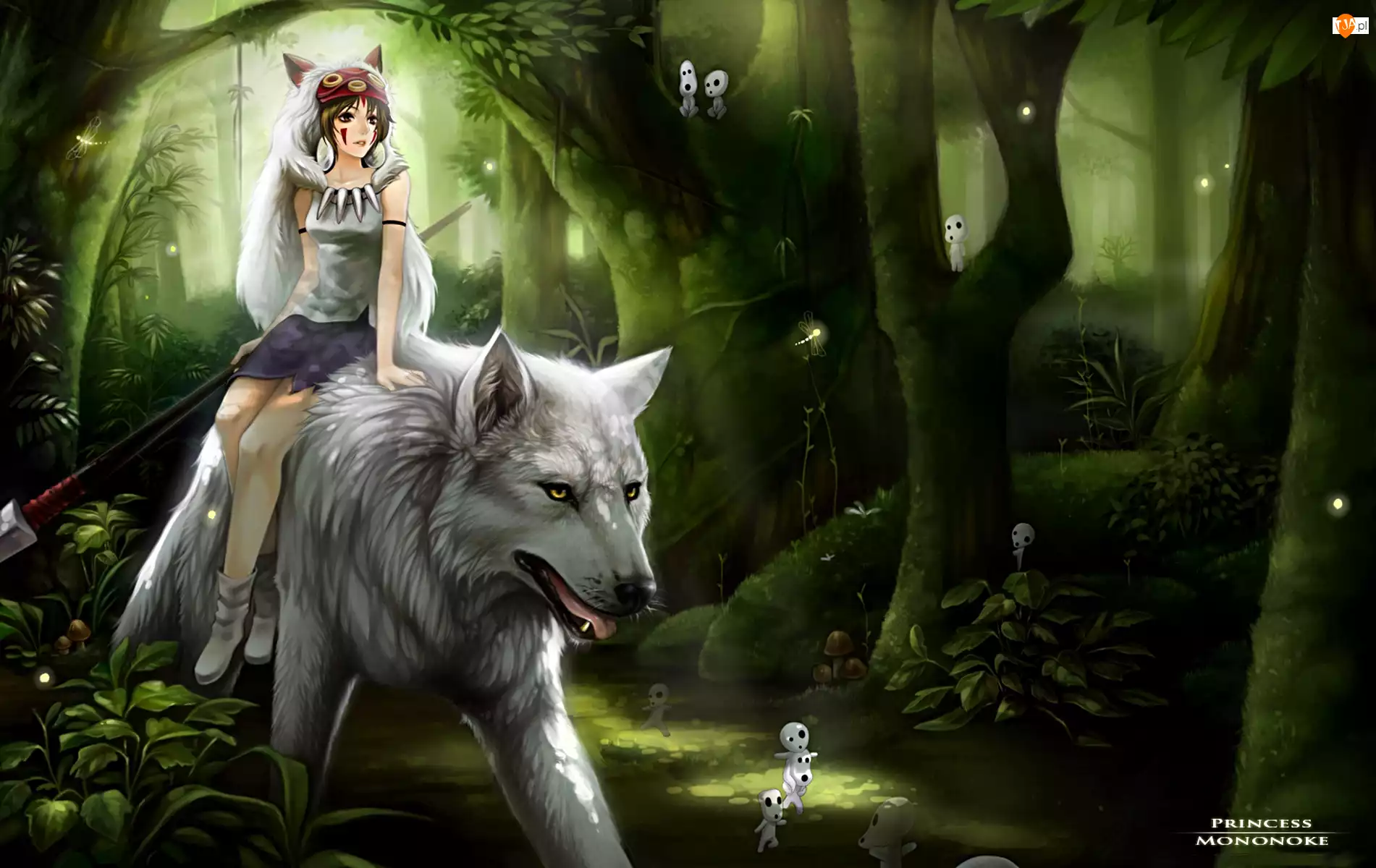 wilk, Mononoke hime, anime, Księżniczka Mononoke, dziewczyna