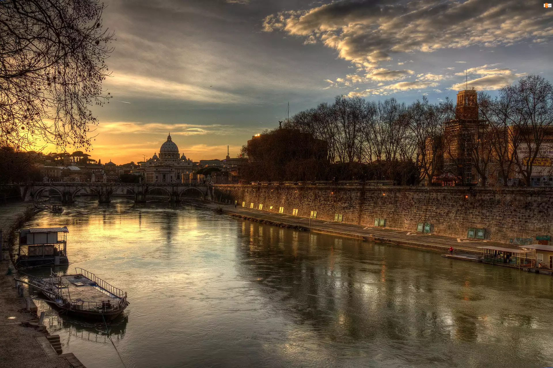 Rzym, Włochy, Rzeka, Budynek