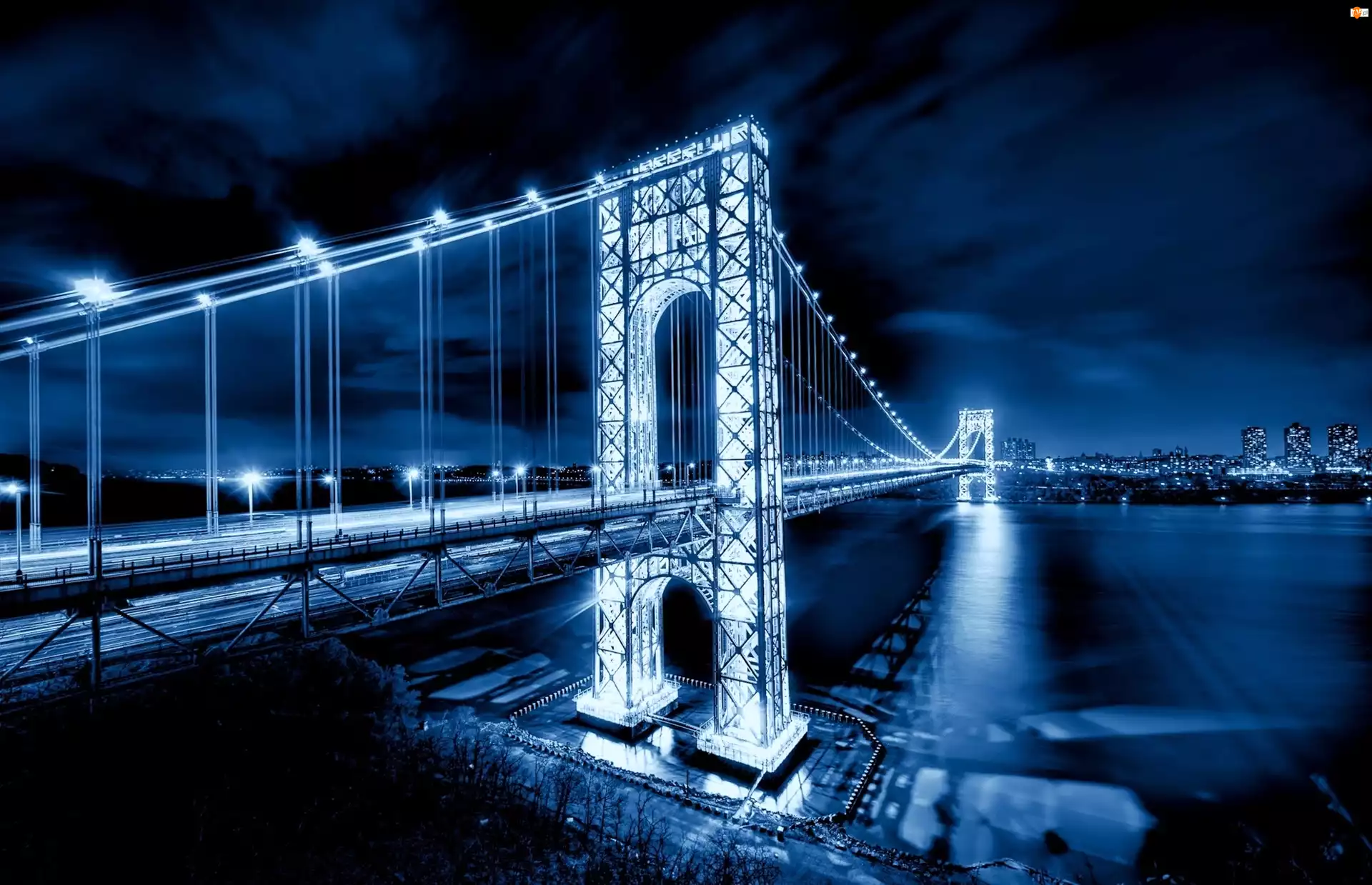 Most, Nocą, George Washington, Oświetlony