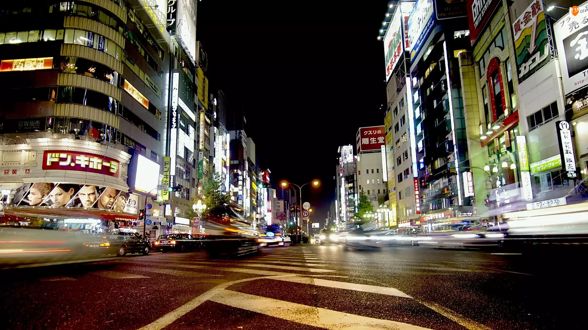 Reklamy, Tokio, Ulica, Nocą Budynki