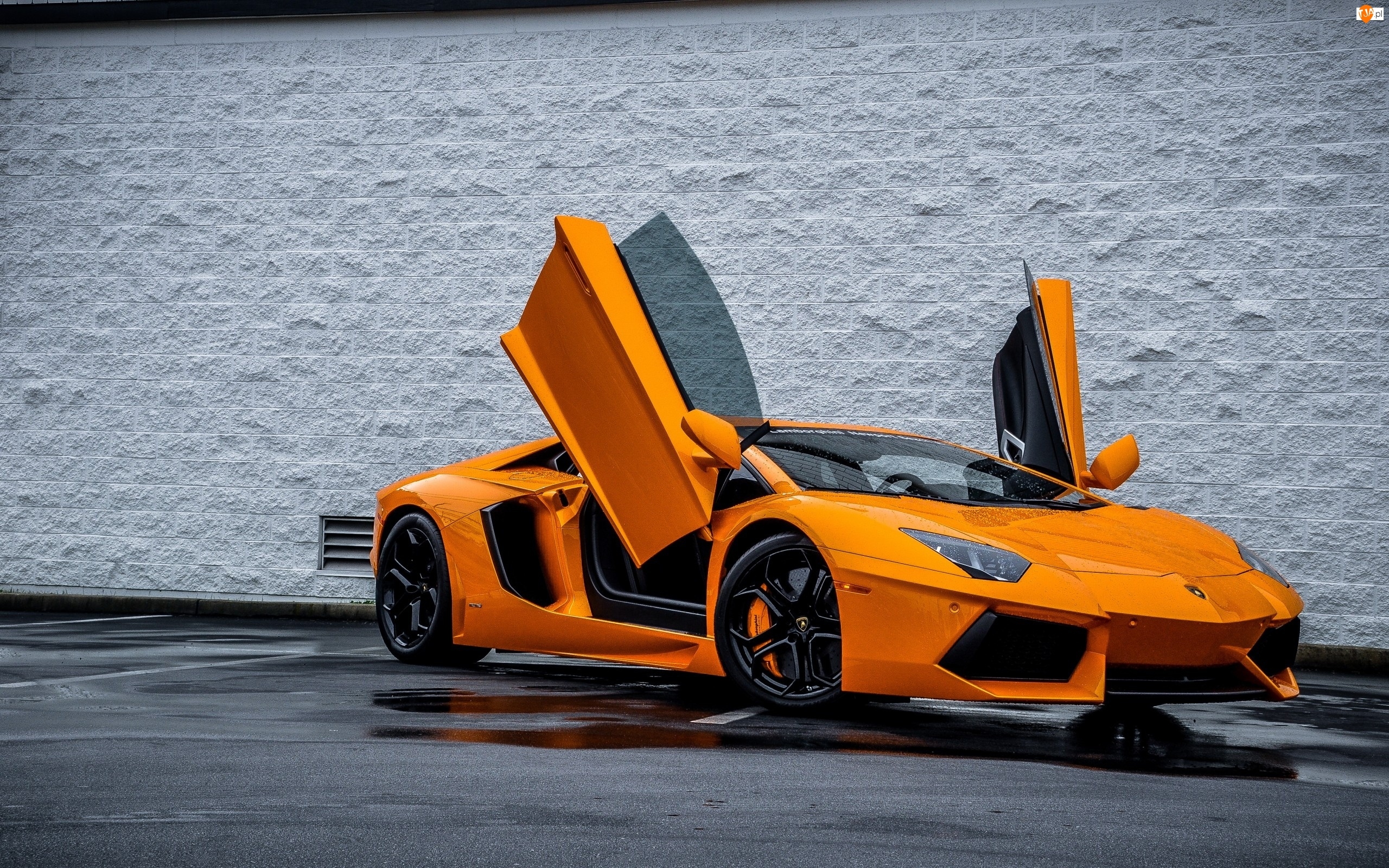 Deszcz, Pomarańczowe, Lamborghini Aventador