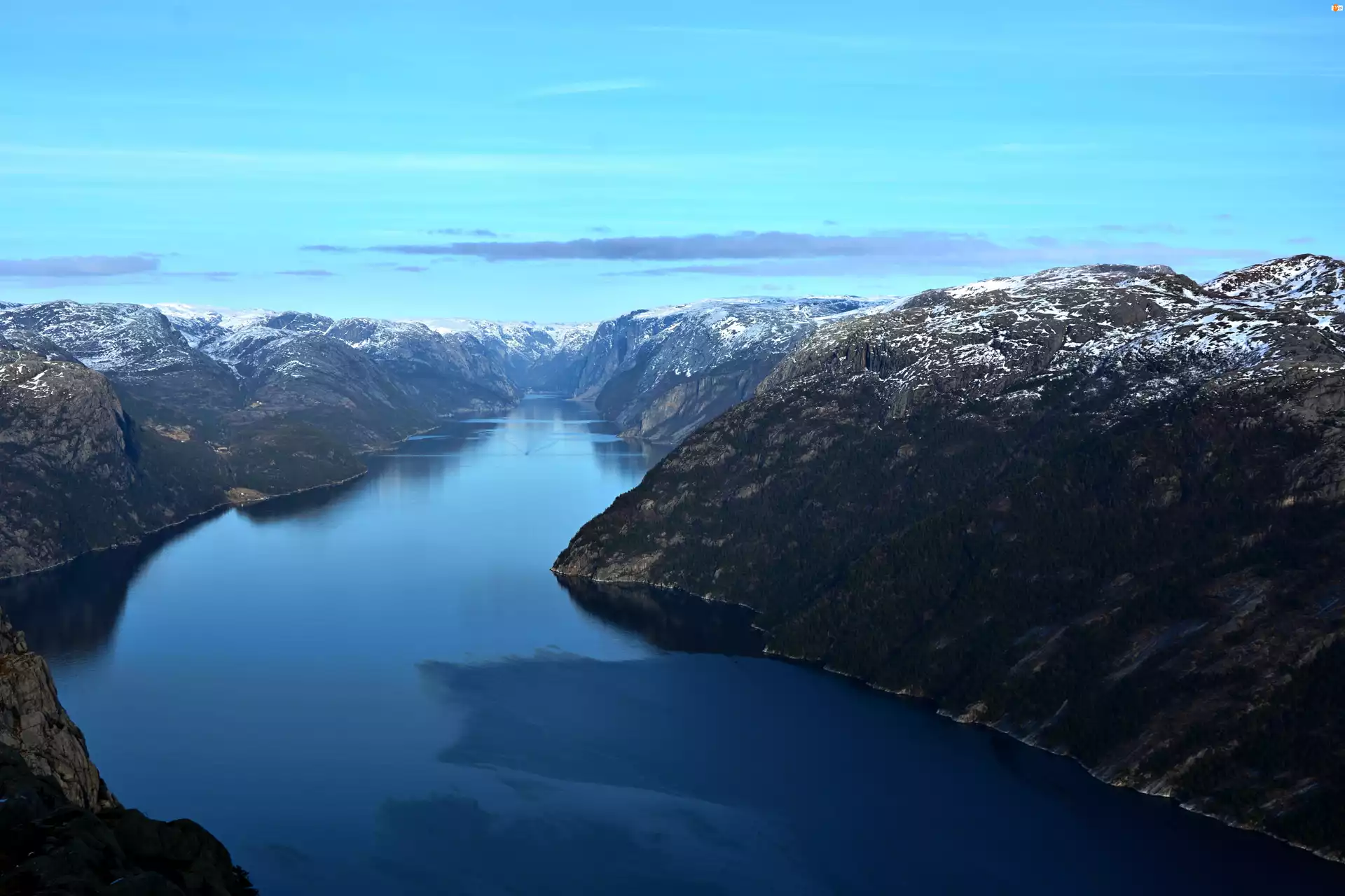 Woda, fjord, lysefjord, Góry