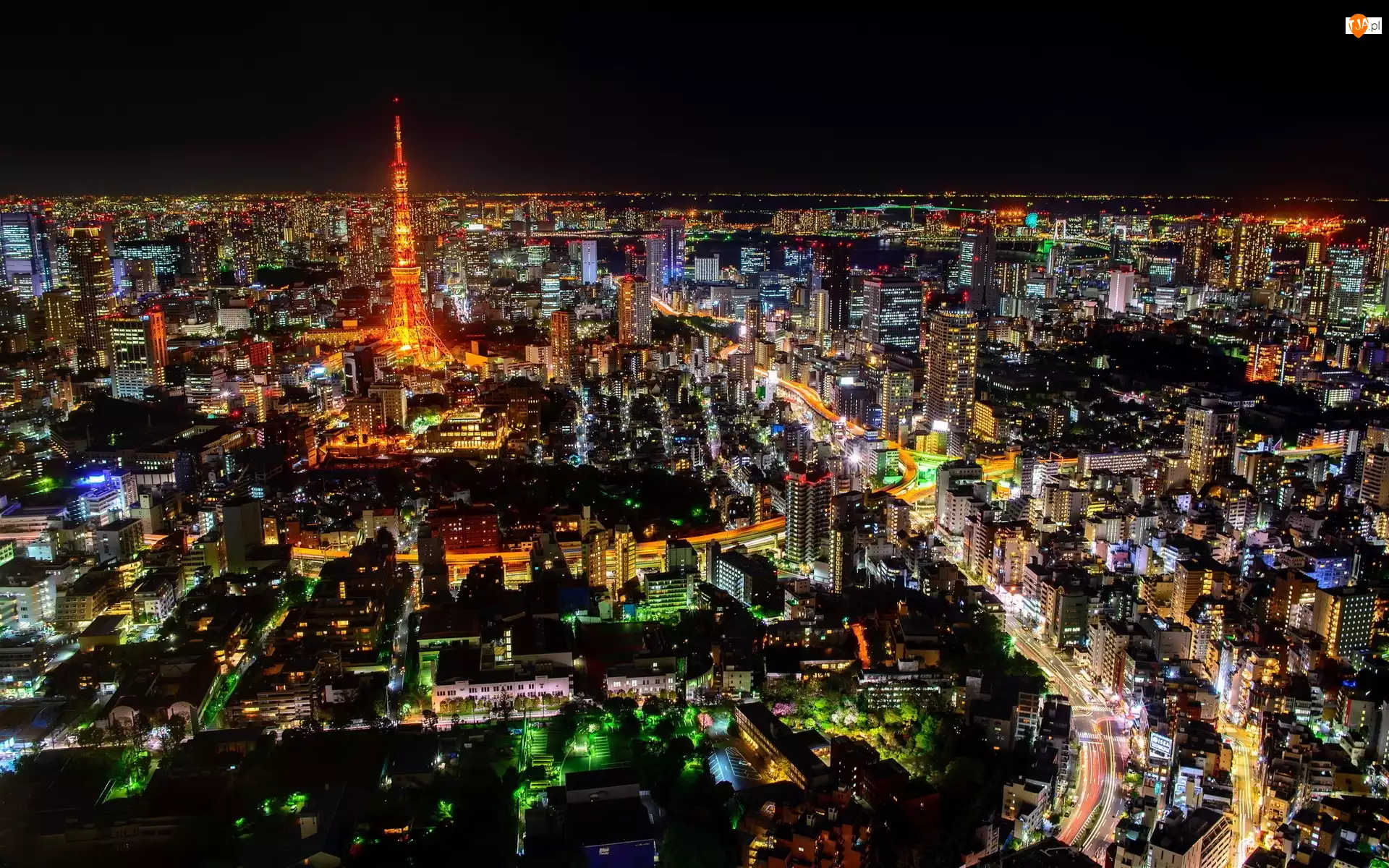 Tokio, Noc, Japonia, Miasto