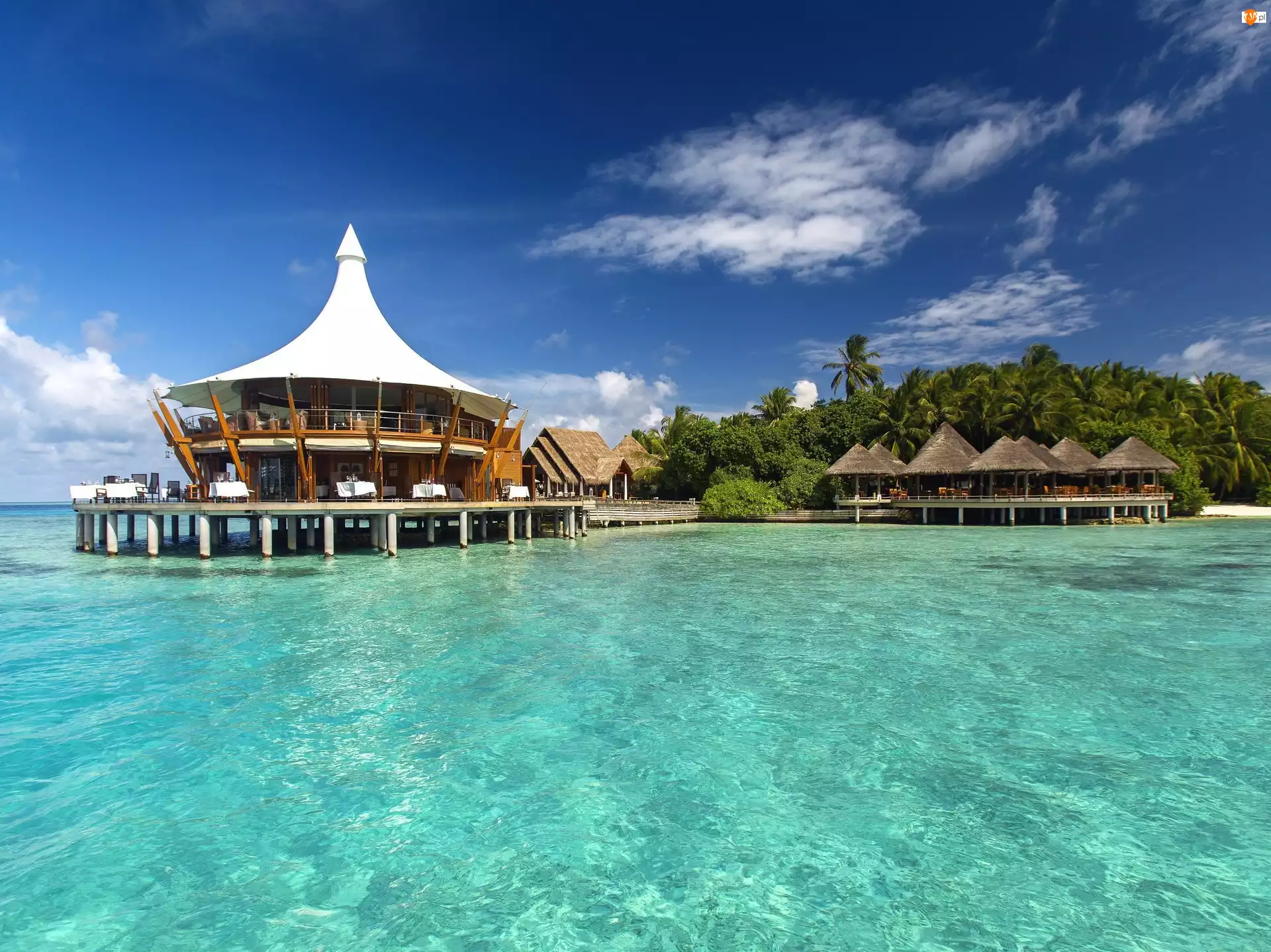 Malediwy, Ocean, Hotel, Kurort
